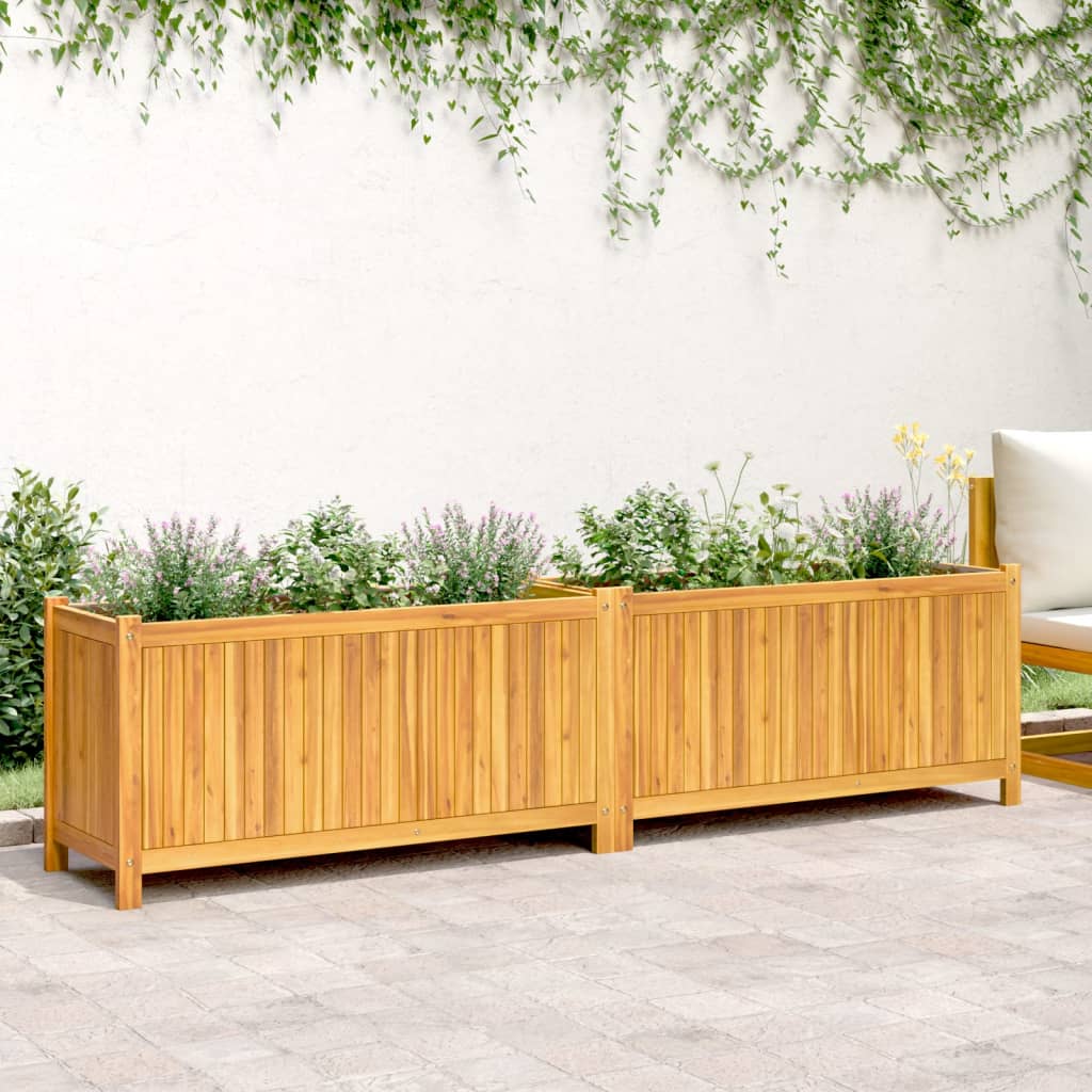 vidaXL Jardinière avec doublure 199x38,5x50 cm bois massif d'acacia - 3