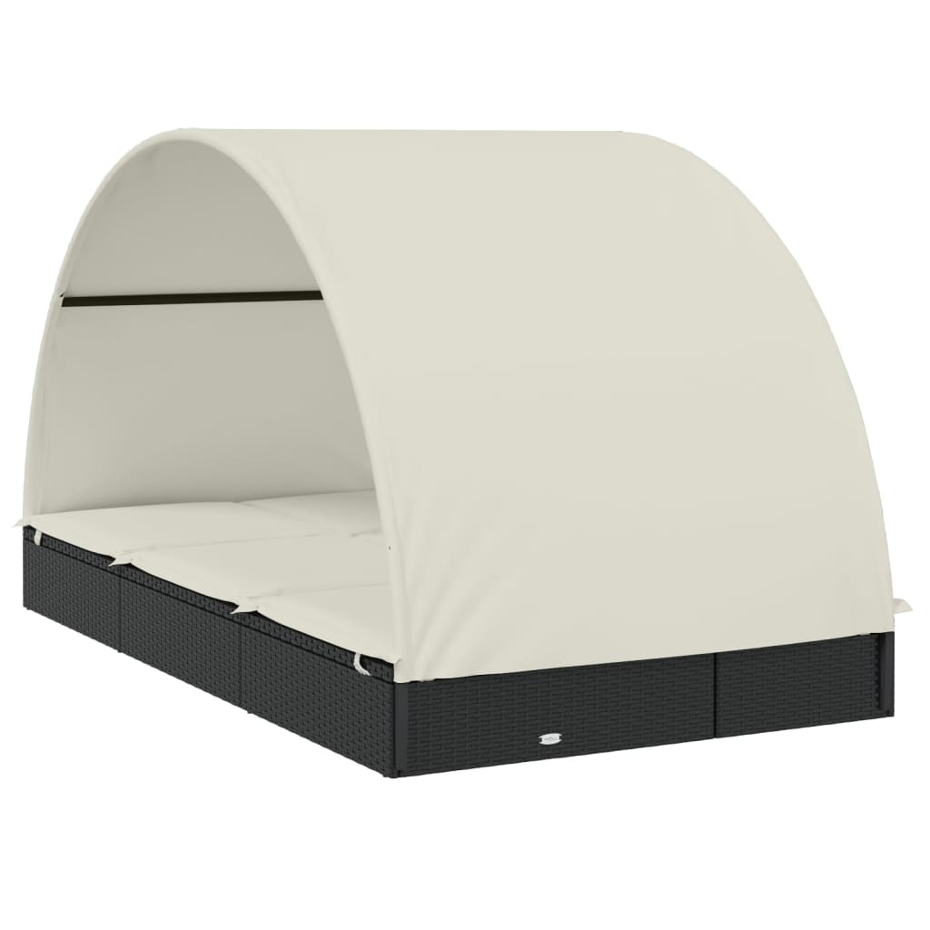 Lettino sdraio 2 posti con tetto rotondo 211 x 112 x 140 cm nero 02_0012193 - 4