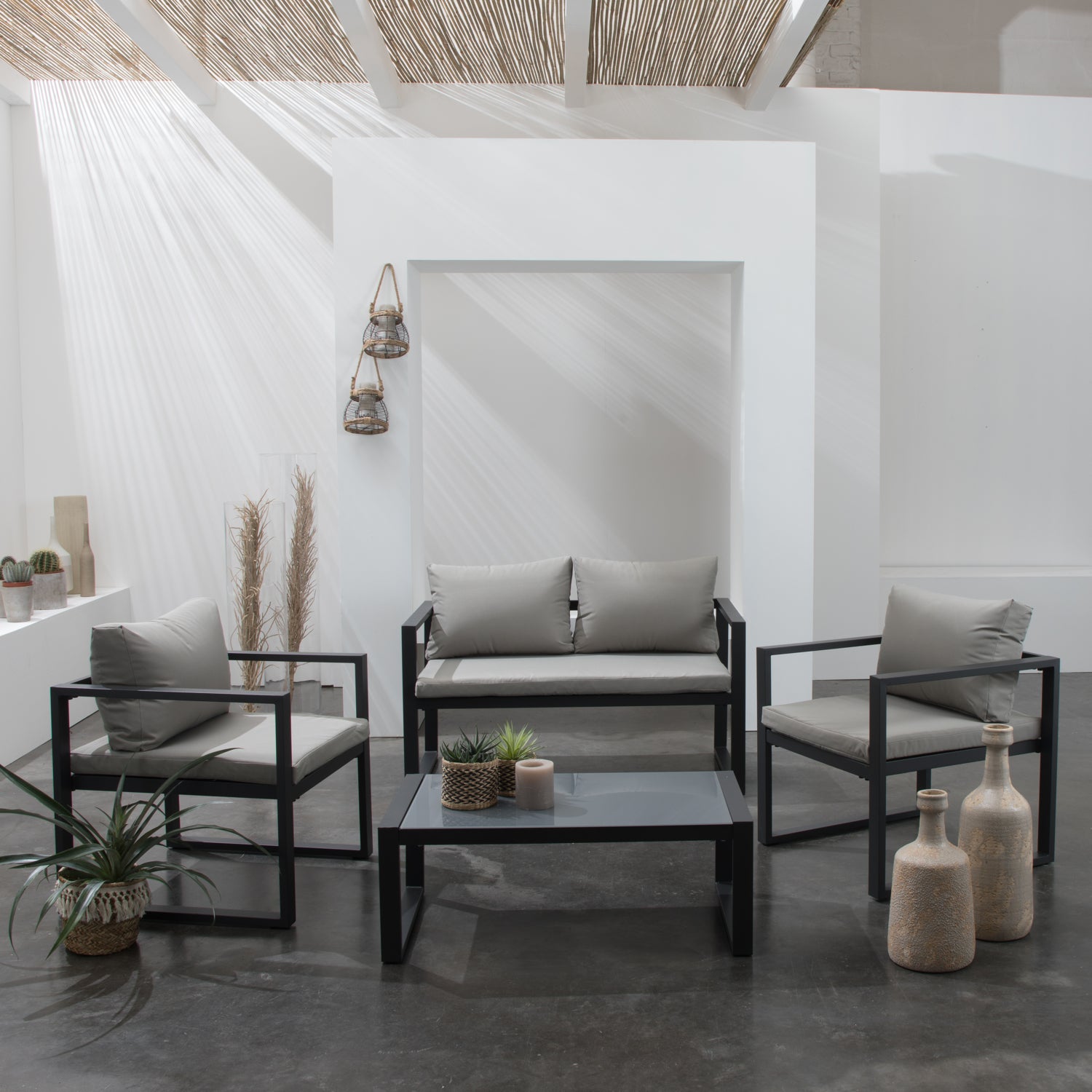 Zestaw mebli ogrodowych IBIZA w kolorze szarym, tkanina, 4 miejsca siedzące - aluminium antracytowe