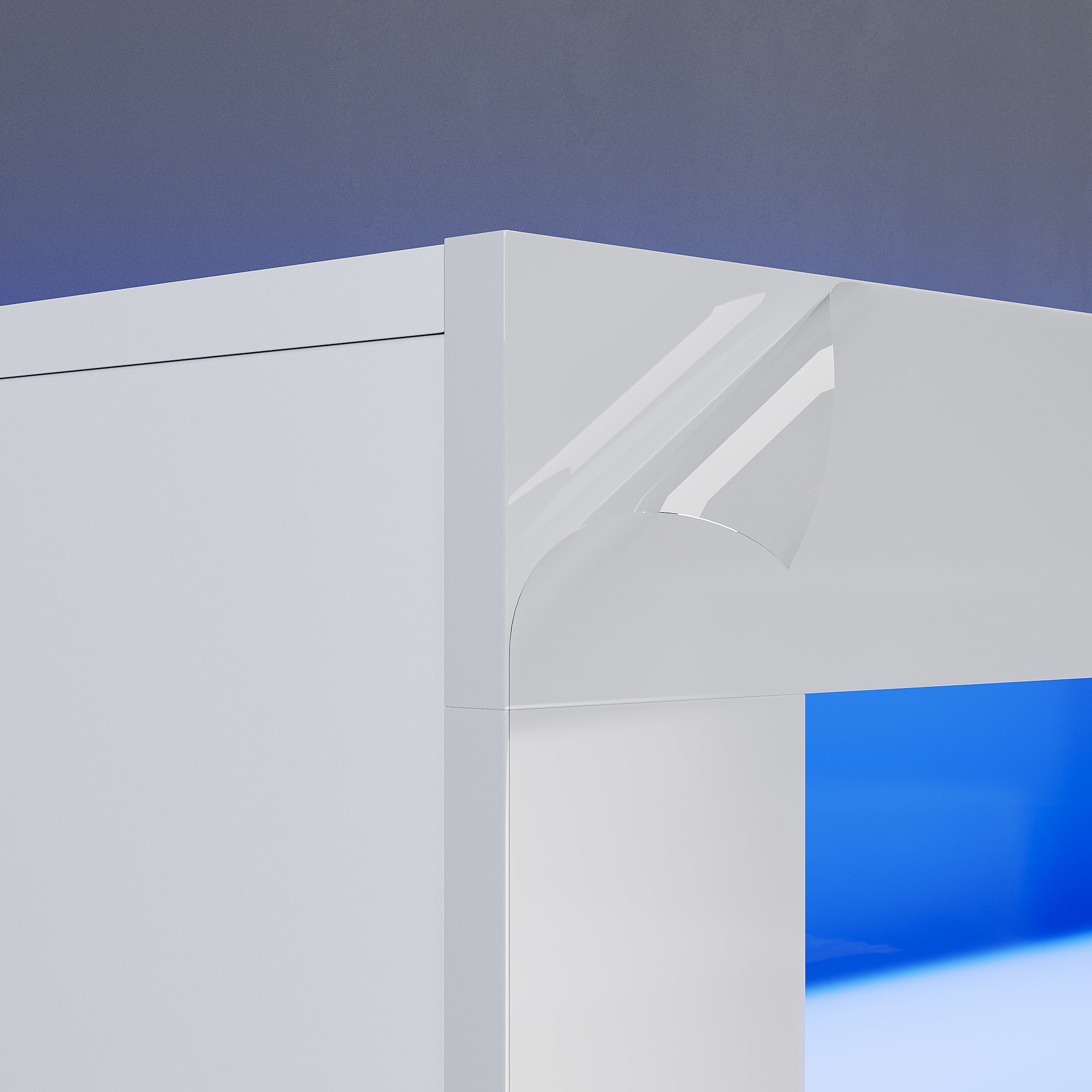 SIRHONA Meuble TV LED Rangement Moderne Sans Poignées + Etagères en Verre + Blanc + 160 cm - 8