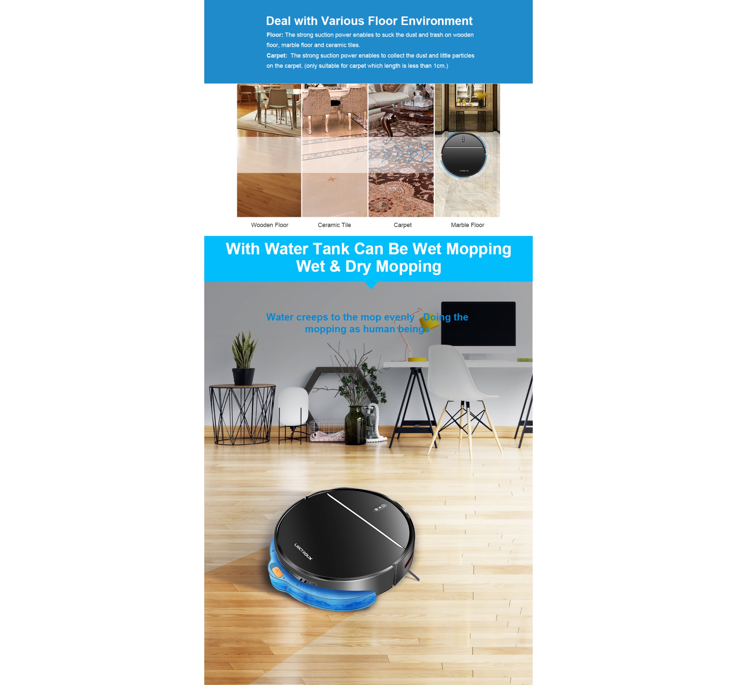 Aspirateur robot LIECTROUX M7S Pro, avec nettoyage humide et sec, batterie 4400 mAh, autonomie jusqu'à 120 minutes, multi-contrôle compatibilité - 7