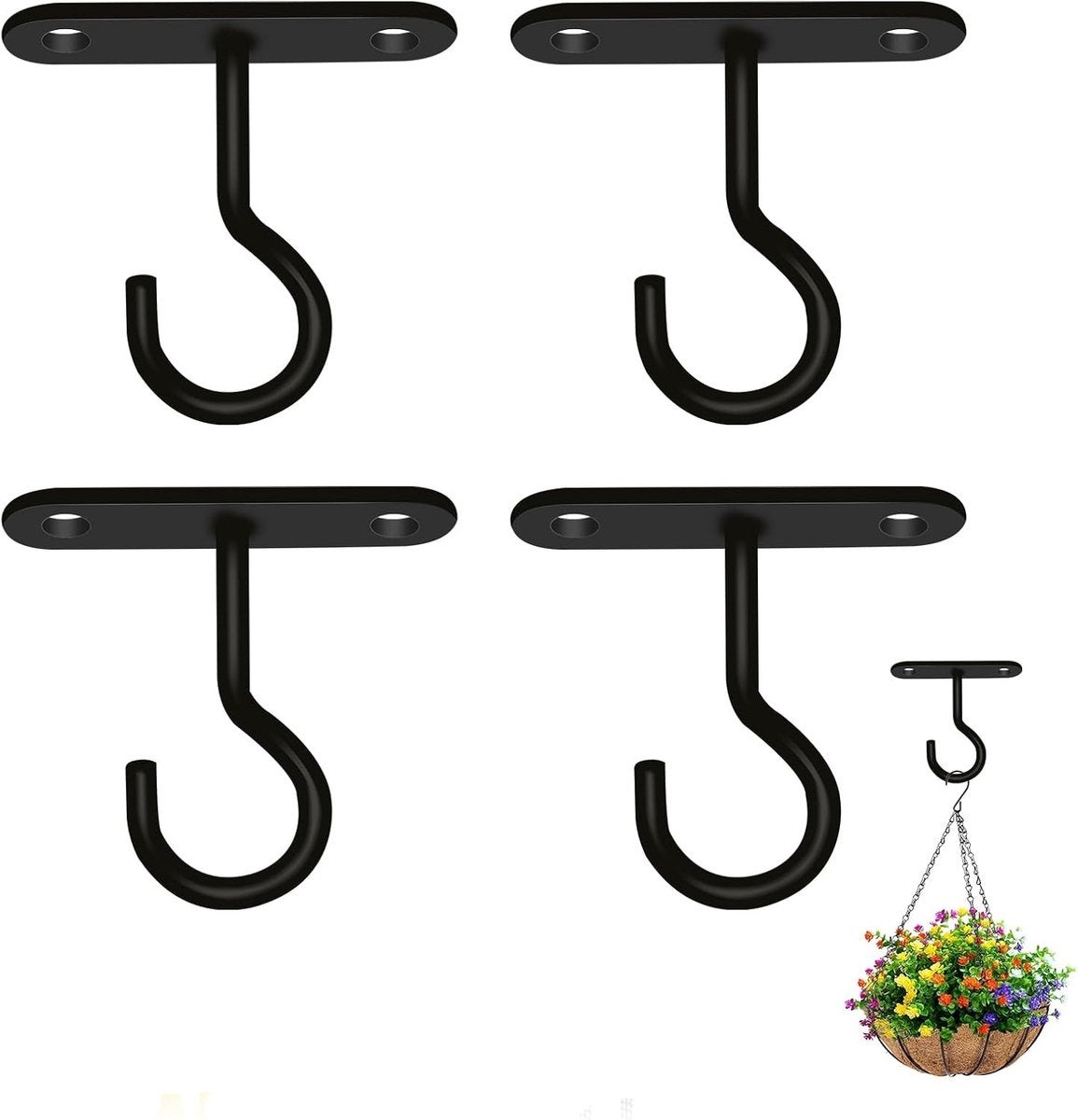 Pachet de 4, cârlige de tavan pentru agățarea plantelor, cuier pentru plante de interior, pentru agățarea felinarelor, hrănitor, coș cu flori 4buc
