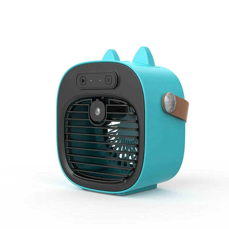 Przenośny wentylator, klimatyzator, 3 prędkości, ładowany przez USB, do akademików, na kemping, do biur, 7,36 cala, niebieski, 4000 mAh