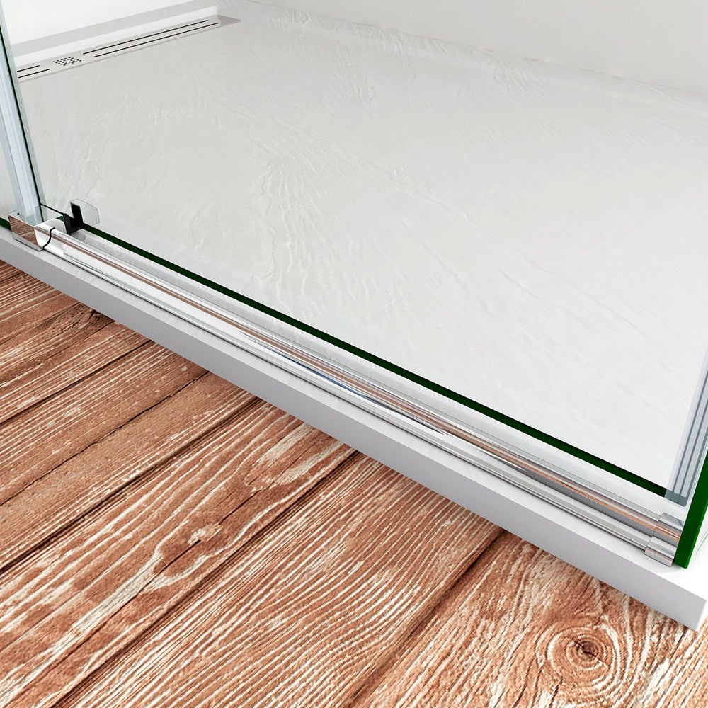 195 cm Box Doccia Angolare Porta Scorrevole 120 cm con Parete Fissa 70 cm in Vetro da 6 mm Temperato Trasparente Cromo Lucido - 4