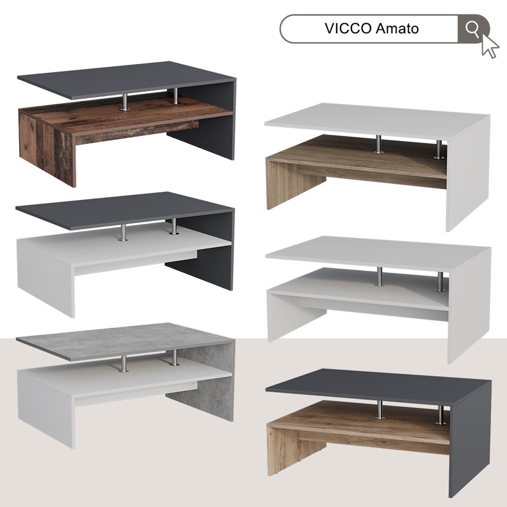 Vicco Stolik kawowy Amato, Antracyt/złoty dąb, 90 x 52.6 cm - 7