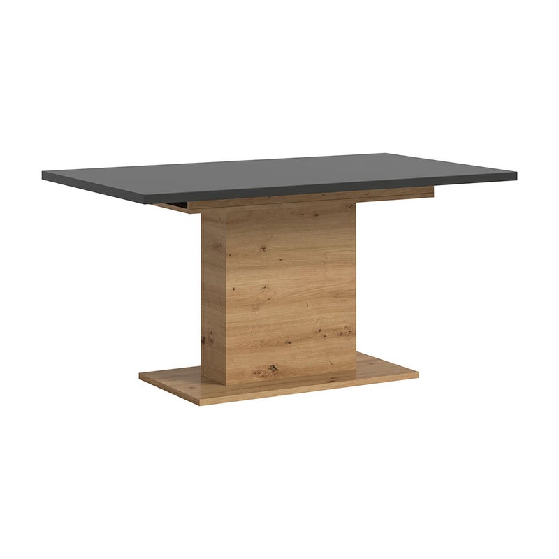 Motion stół do jadalni podstawa kolumnowa 90x150/190 cm z 1 wkładką szary, dąb dekor.