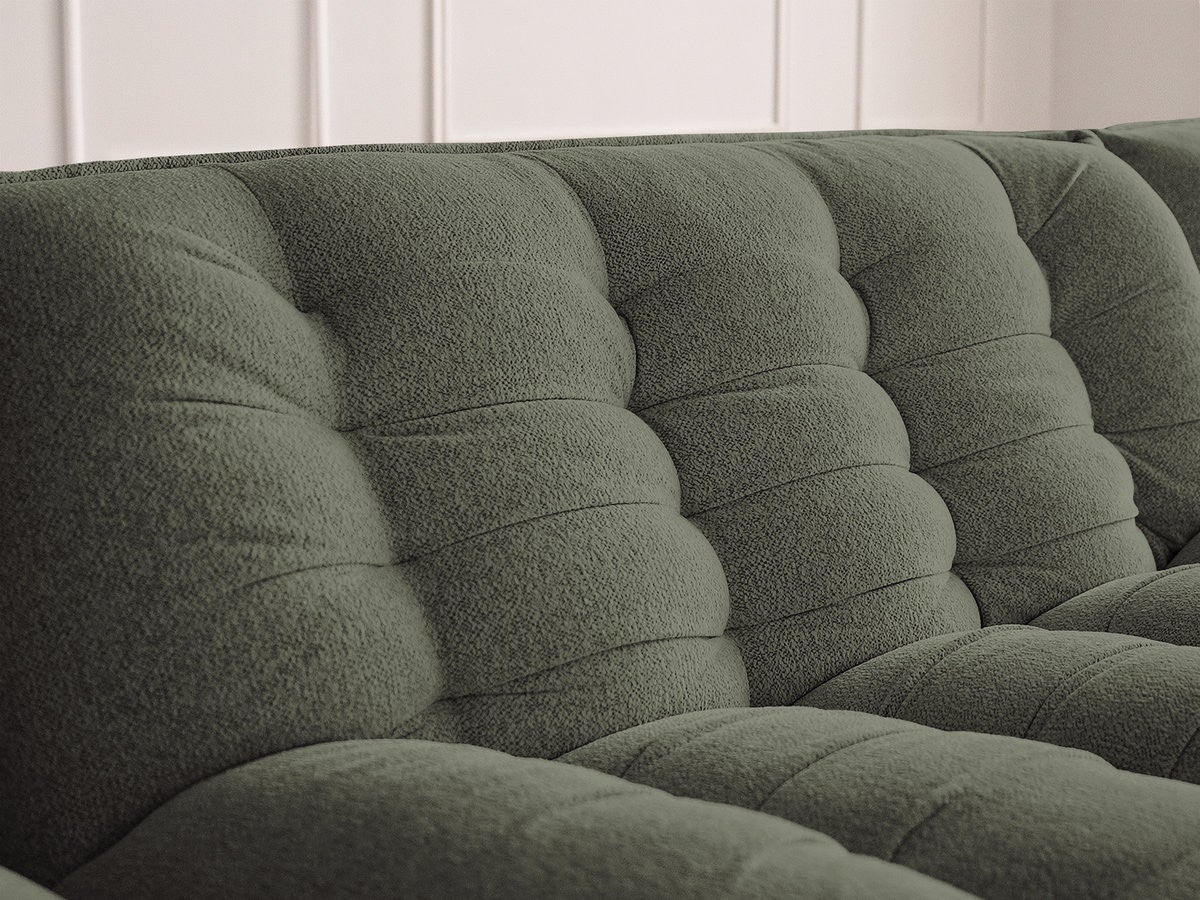 BOBOCHIC Canapé panoramique fixe modulable SERENA tissu chiné avec pouf Vert - 8