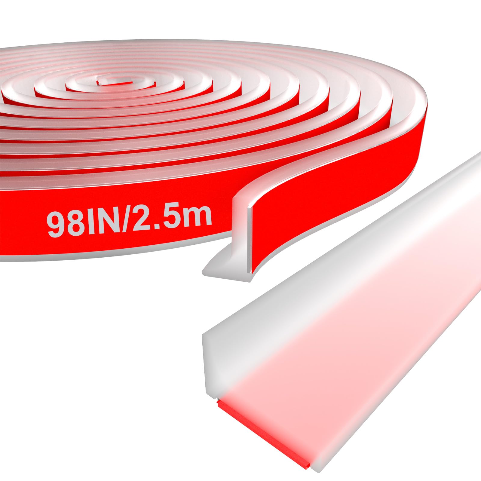 Samoprzylepna silikonowa bariera przeciwwodna na próg prysznica (przezroczysta, 2,5 m)