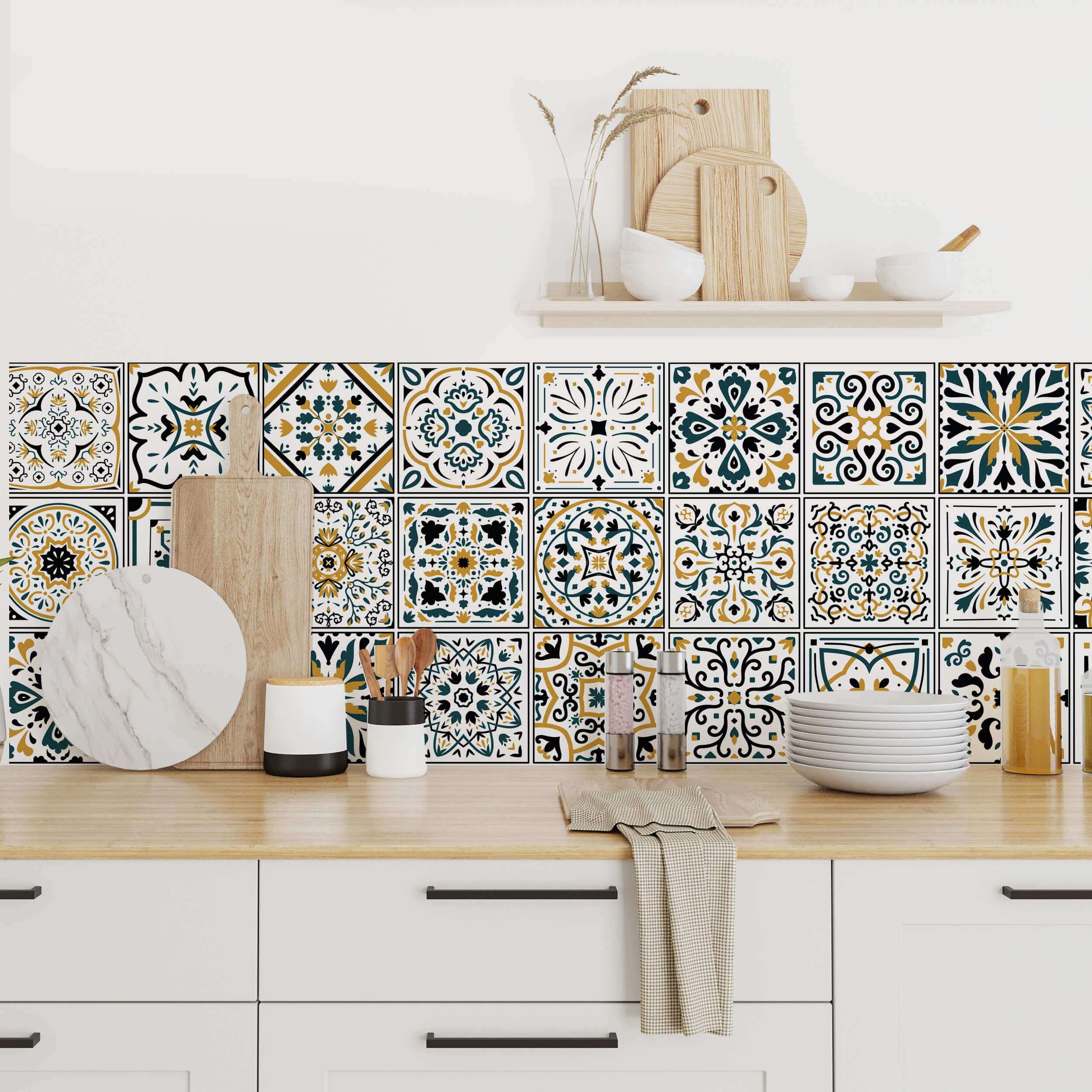 Stickers carrelage carreaux de ciment vintage 10x10cm - Kit de 24 - 4