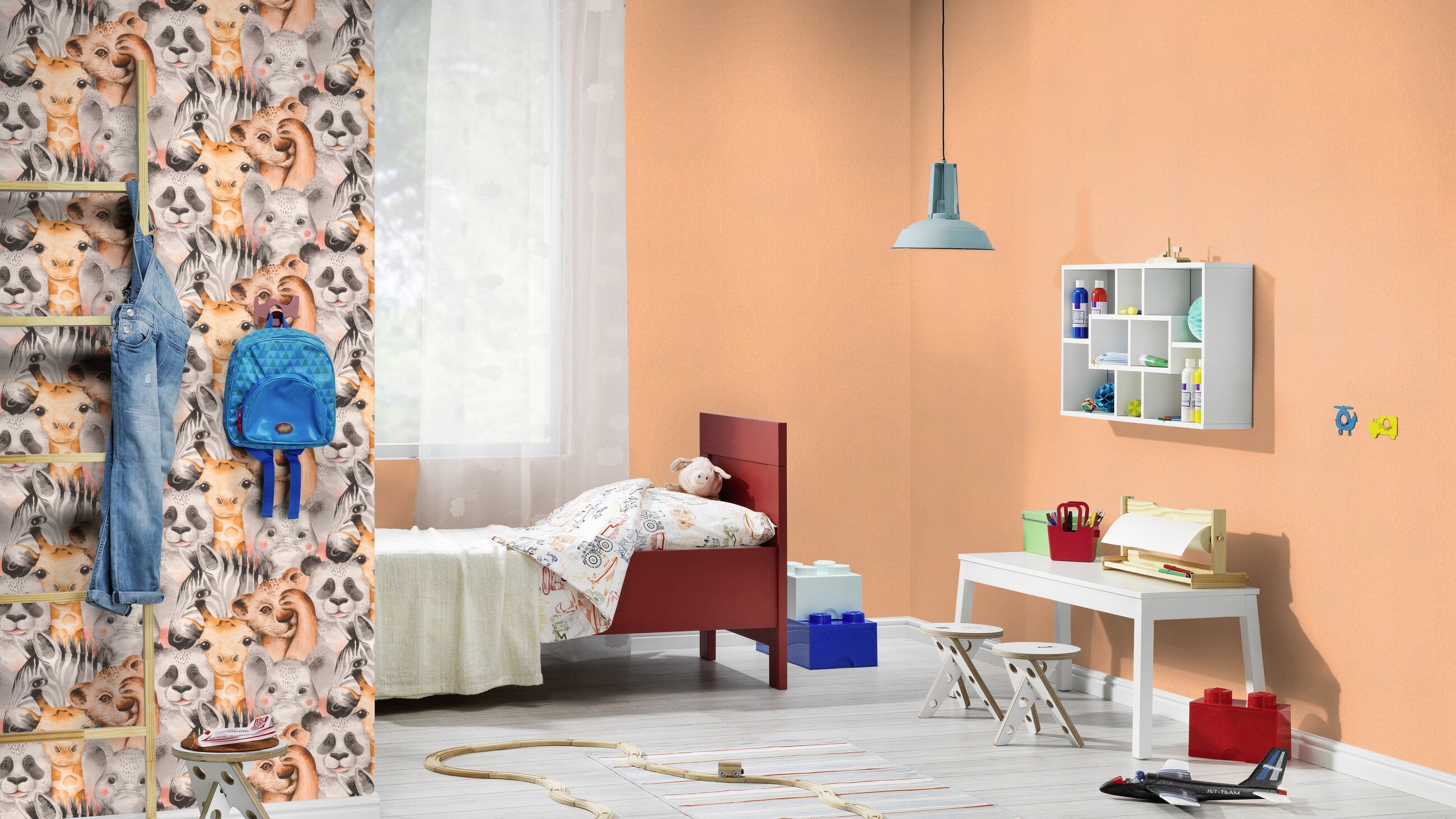 Carta da parati Rasch 252972 - Carta da parati in tessuto non tessuto con piccole foglie in marrone albicocca chiaro - 5