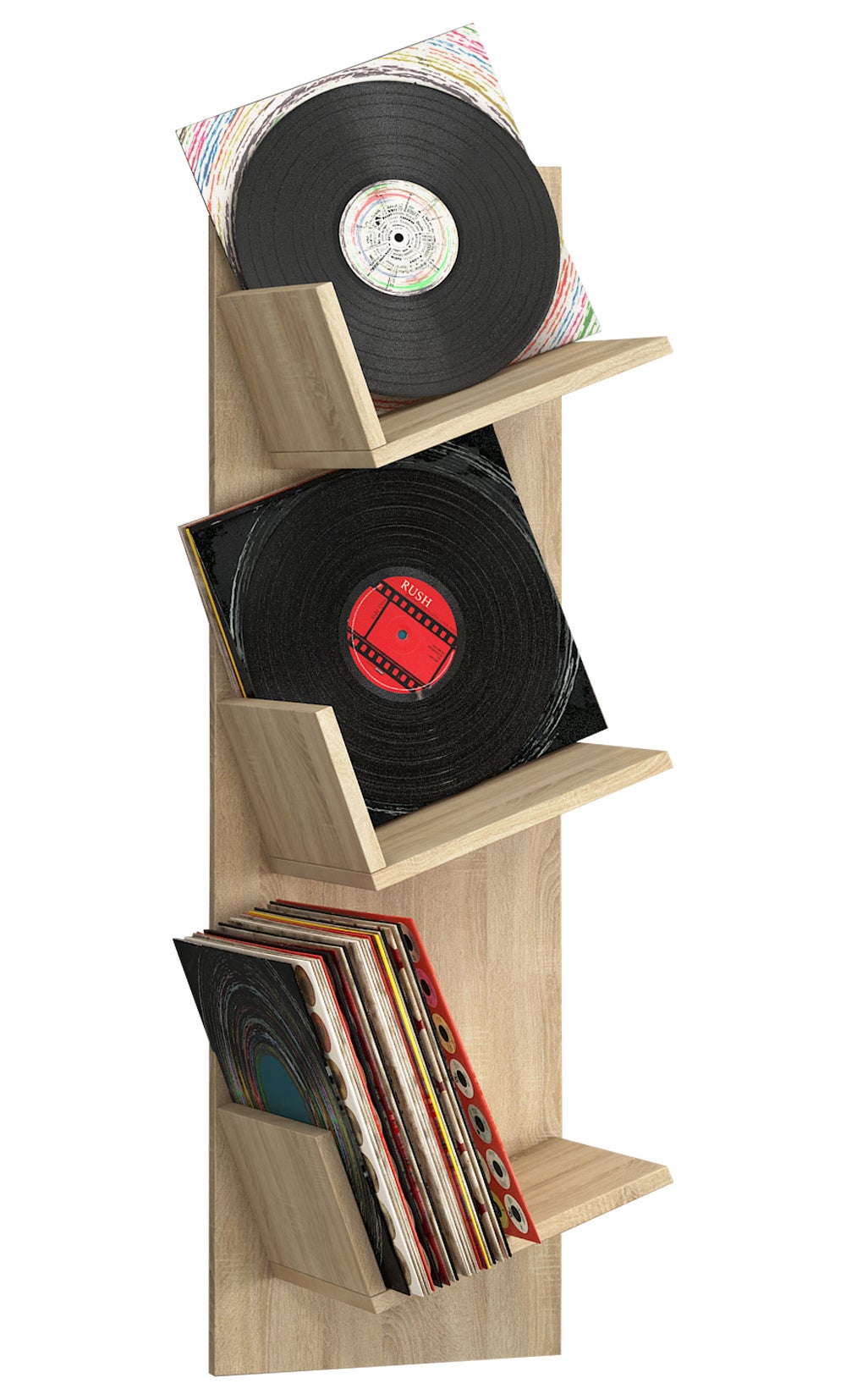 VCM Płyta CD / DVD Media Shelf Lona Dąb Sonoma (tartak) H. 106 x B. 33 x T. 26 cm