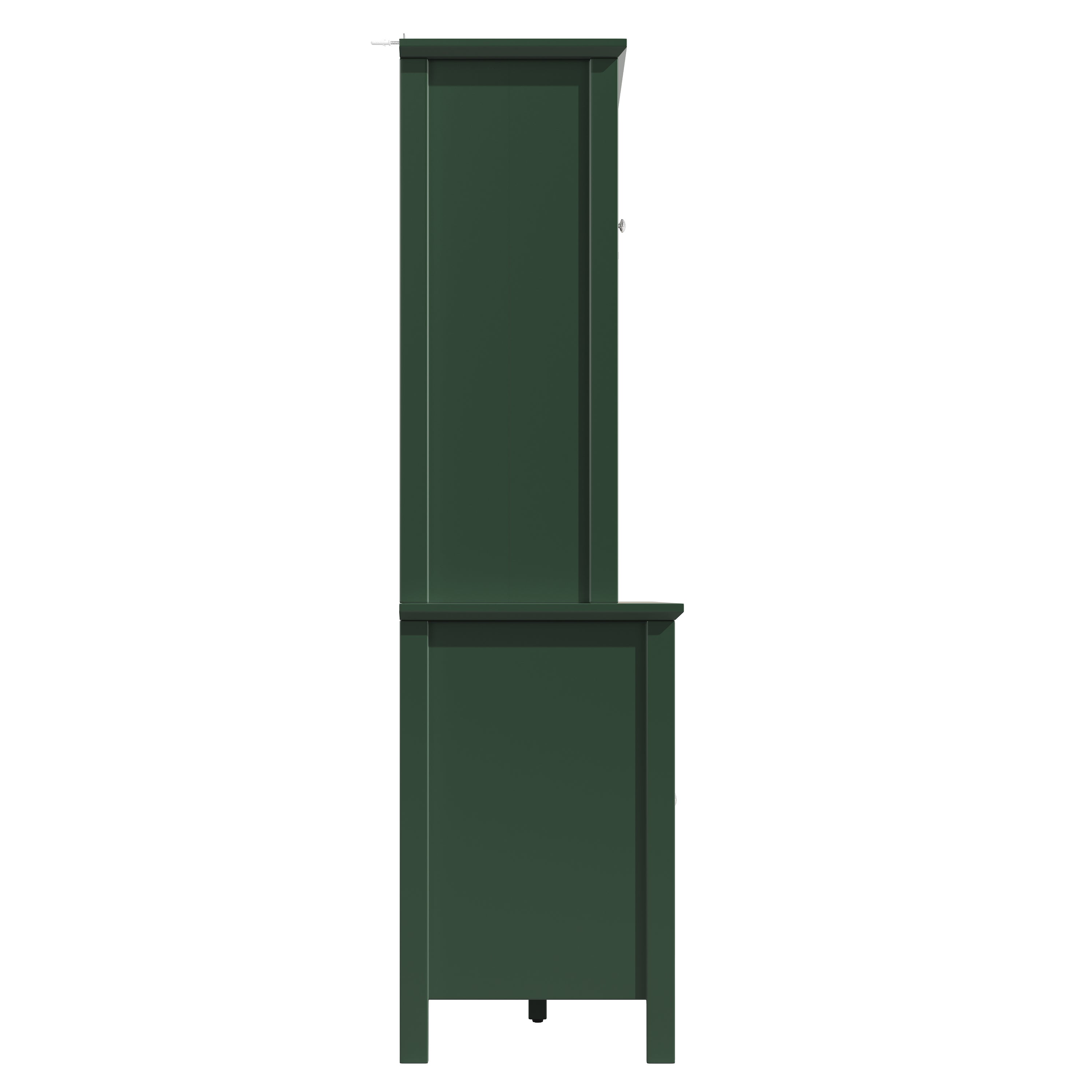 Kredens kuchenny z 2 drzwiami szklanymi, 2 drzwiami drewnianymi i 3 szufladami - LED - 120 x 40 x 179 cm - MDF - kolor retro zielony - 9