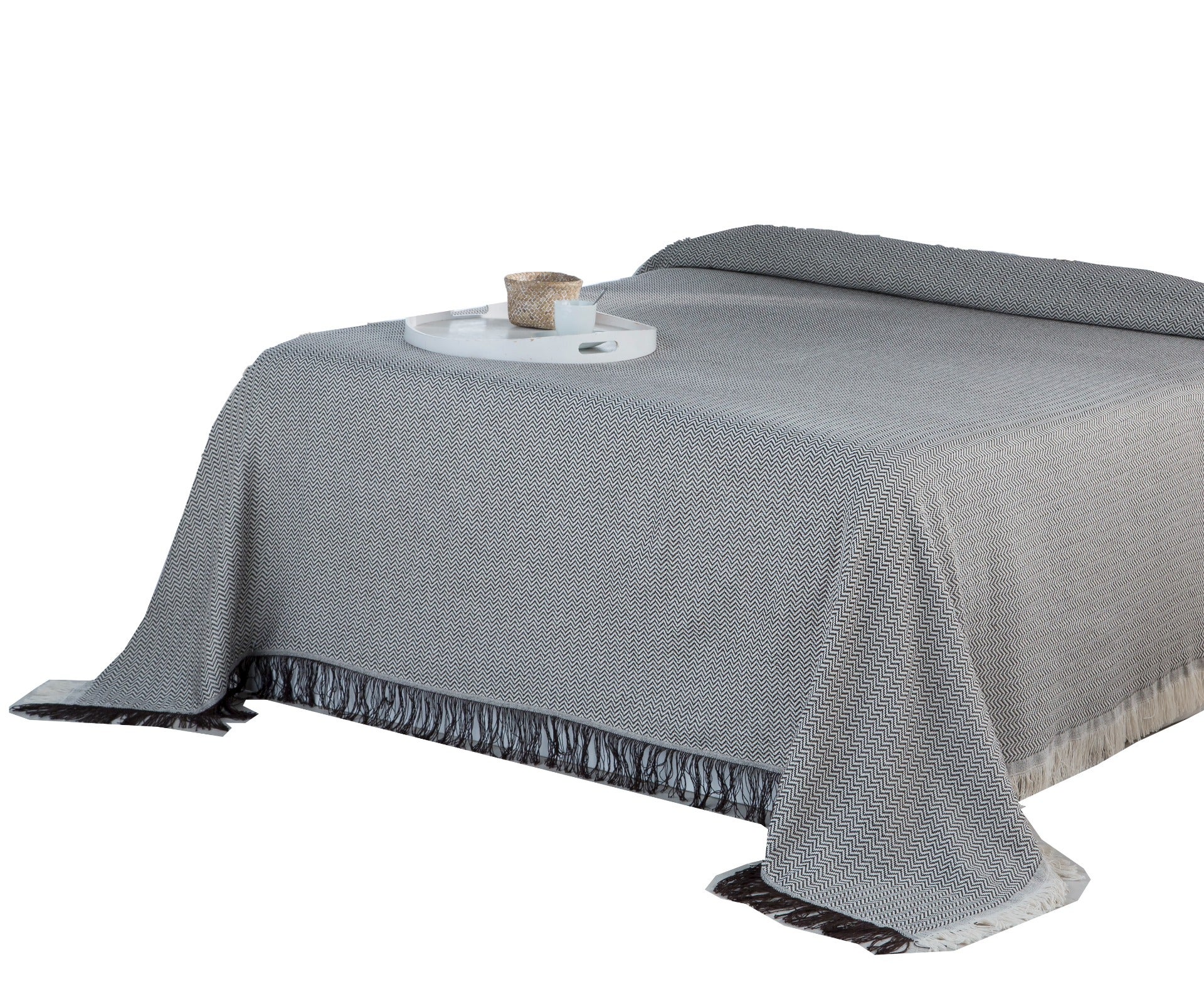 Estoralis | plaid multiusos tejido jacqard | con fleco ( 230x260 cm. anchoxalto ) modelo torino color marengo