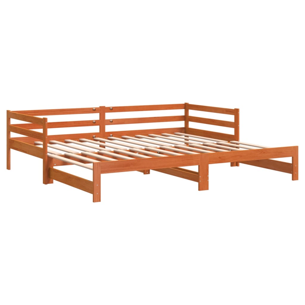 Cadre De Lit 90x190 Cm – Pin Ciré Marron, Avec Tête De Lit