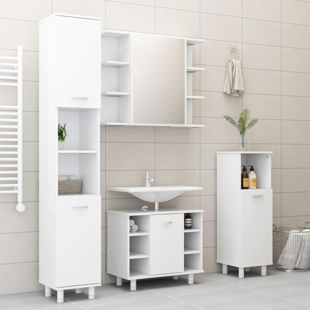 Maison Exclusive - Mobile da Bagno Bianco 30x30x179 cm in Legno Multistrato - 8