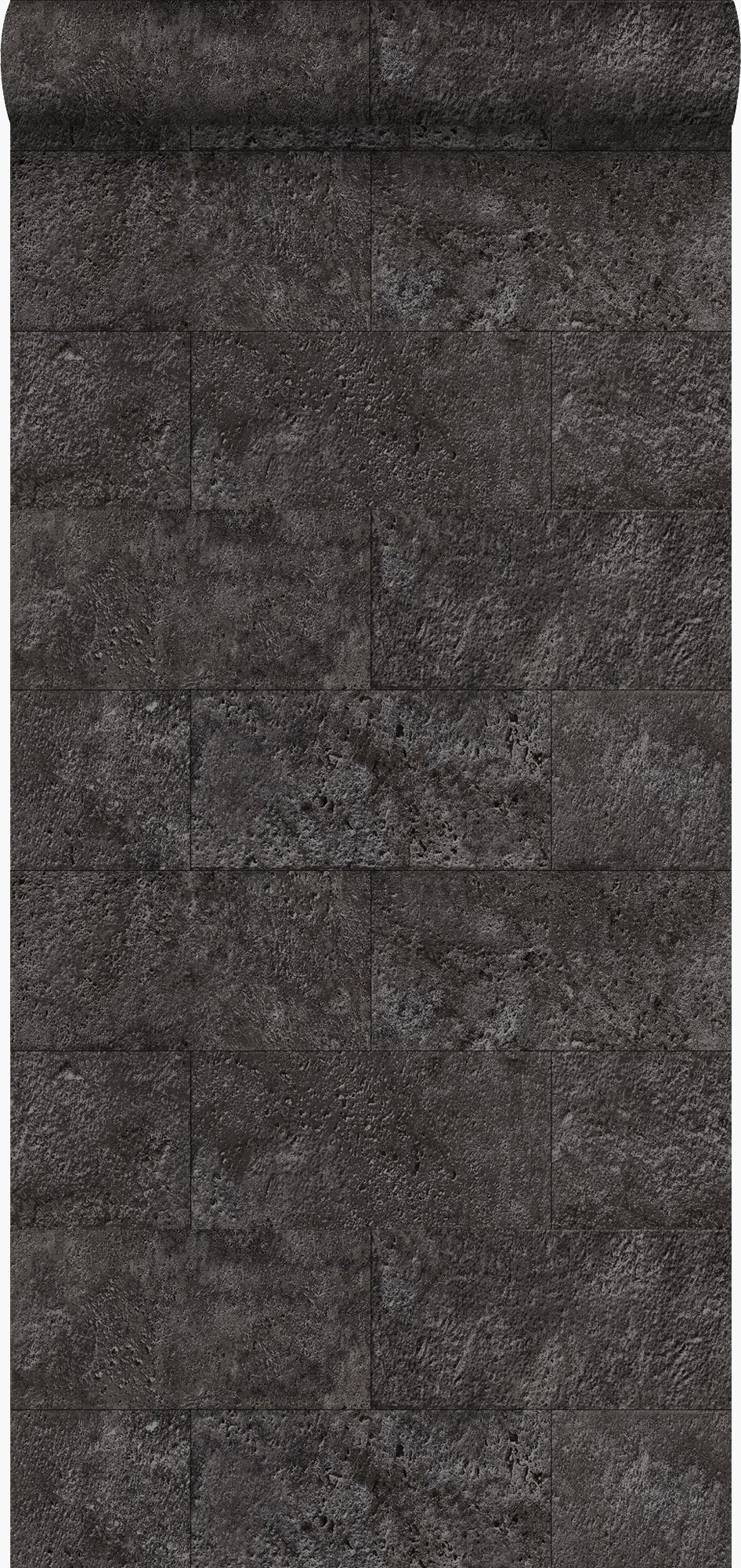 Papel pintado bloques de piedra caliza en aparejo de soga negro oscuro - 53 cm x 10.05 m - origin wallcoverings