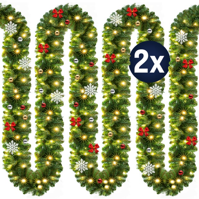 Guirlande Sapin De Noël – Lot De 2 X 10 M | Verte Et Flexible | Pour Décoration Intérieur/extérieur