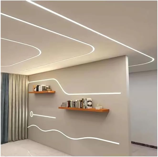 Pacco di 12 profili in alluminio flessibile per strisce strip led curvabile ad incasso controsoffitte cartongesso 1.5 mt x 12.6 mm - 3