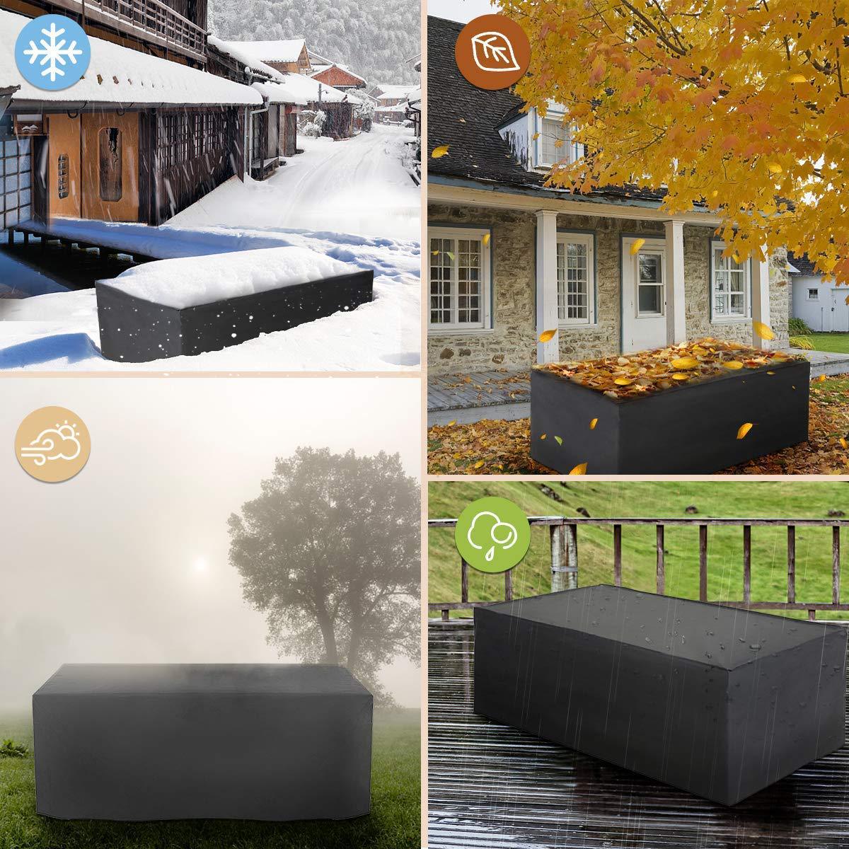 Housse de protection pour table de patio rectangulaire noire imperméable 213*132*74cm - 3
