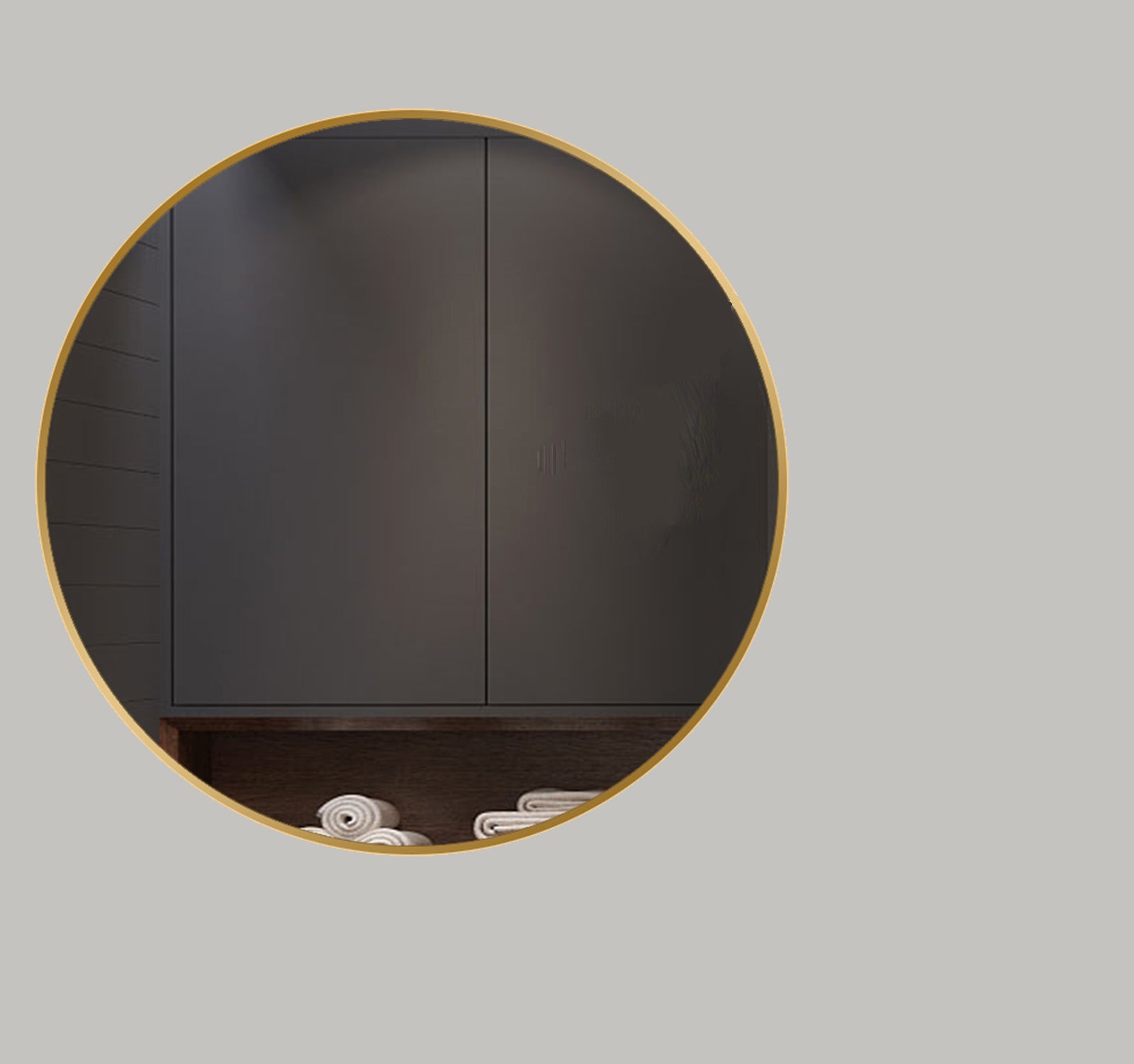 60cm Or Miroir Circulaire Miroir de Vanité avec Cadre en Alliage d'Aluminium Brossé Décoration Moderne pour Salle de Bain, Salon, Chambre à coucher - 4