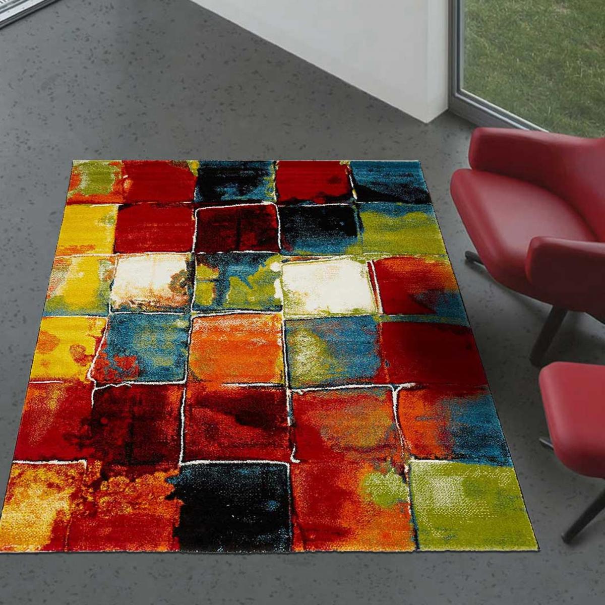 tapis salon 200x290 tissé multicolore rectangle motif géométrique LYN8 BELO 2 - 6