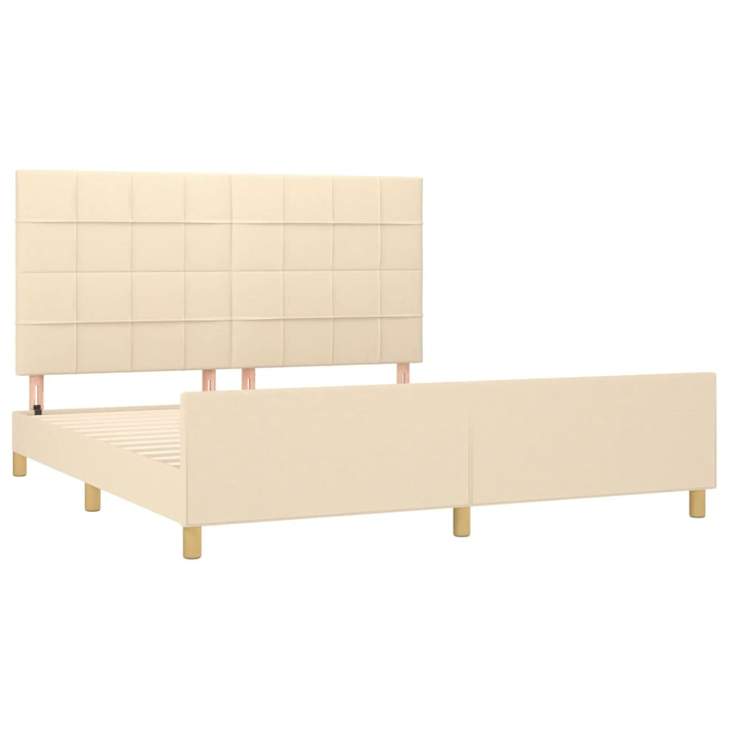 Cadre de lit sans matelas crème 180 x 200 cm en tissu - 4