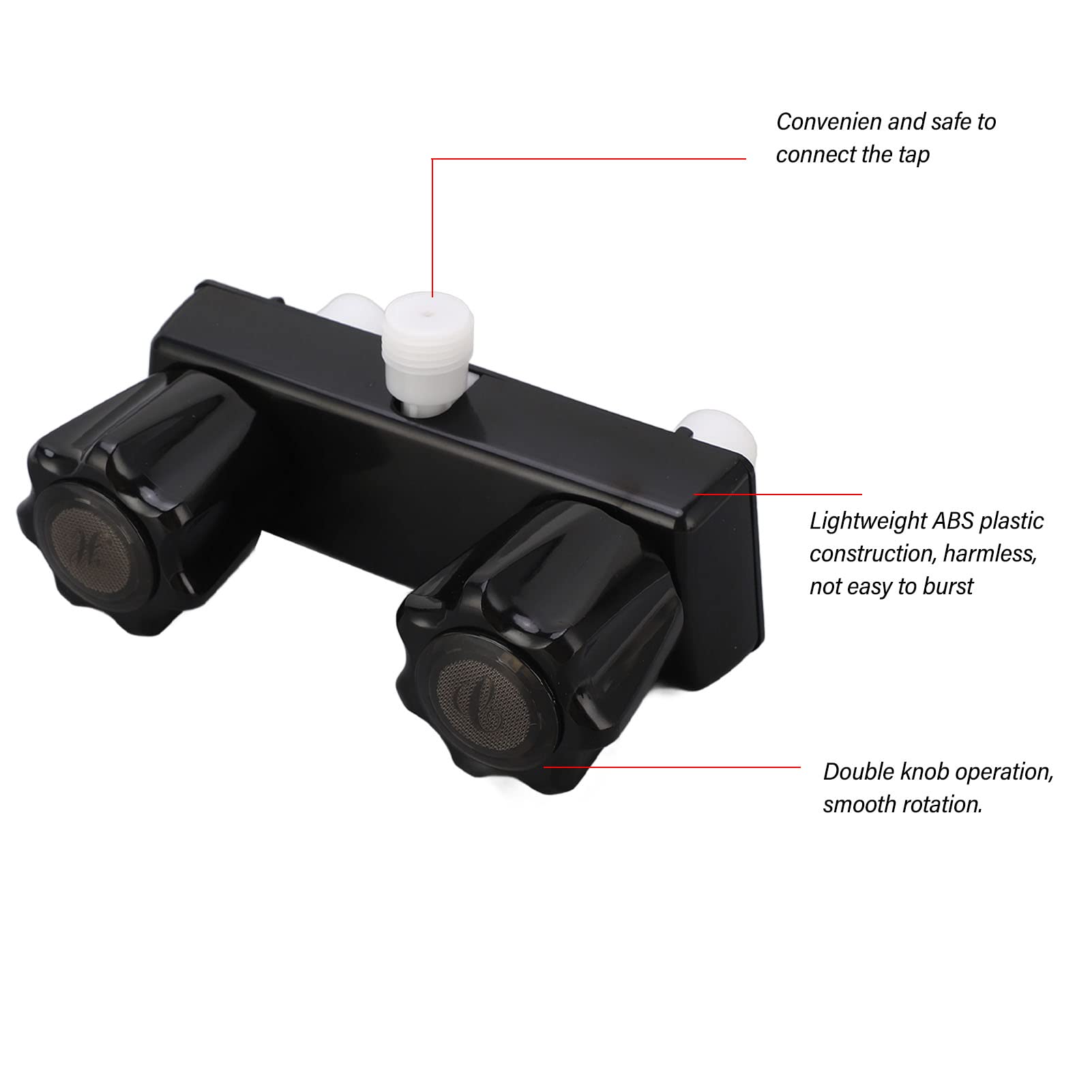 Robinet Douche Camping-Car RV - Vanne Mélangeuse Avec 2 Boutons Noir