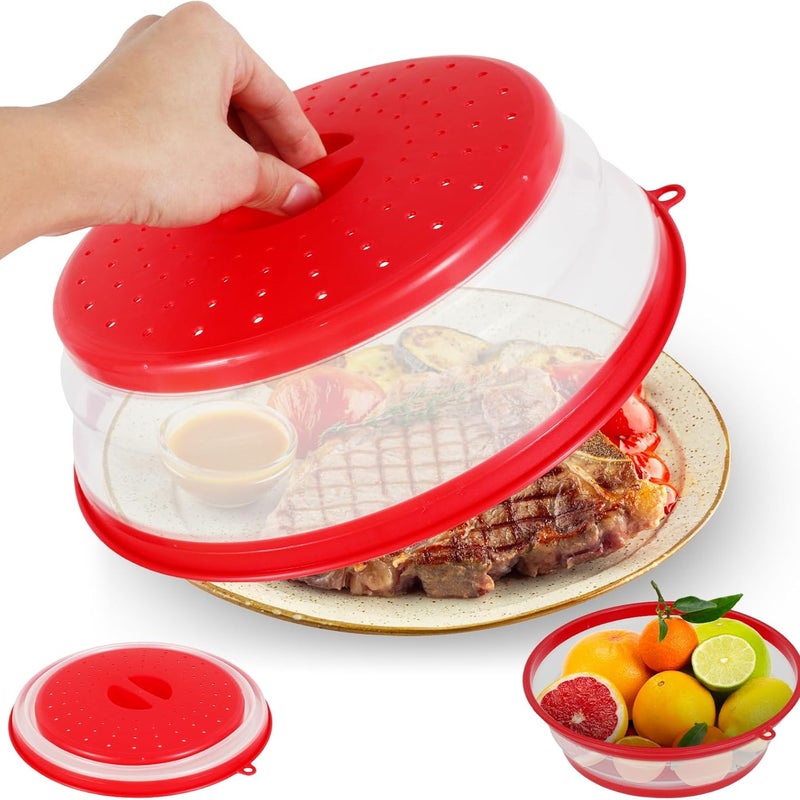 Składana osłona do mikrofalówki - 27 cm - Koszyk na owoce - Wysoka ochrona przed rozpryskiwaniem - Z otworami na parę - Do mikrofalówek