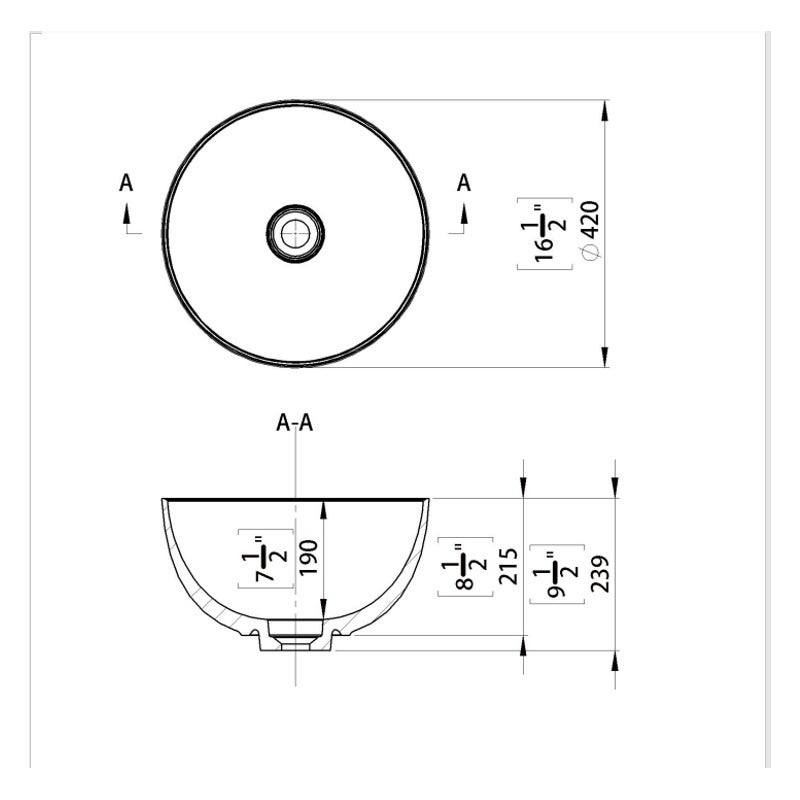 Swiss Aqua Technologies Lavabo da appoggio Costa 42x42x23,9 senza troppopieno, in marmo fuso, bianco (SATCO4242) - 3