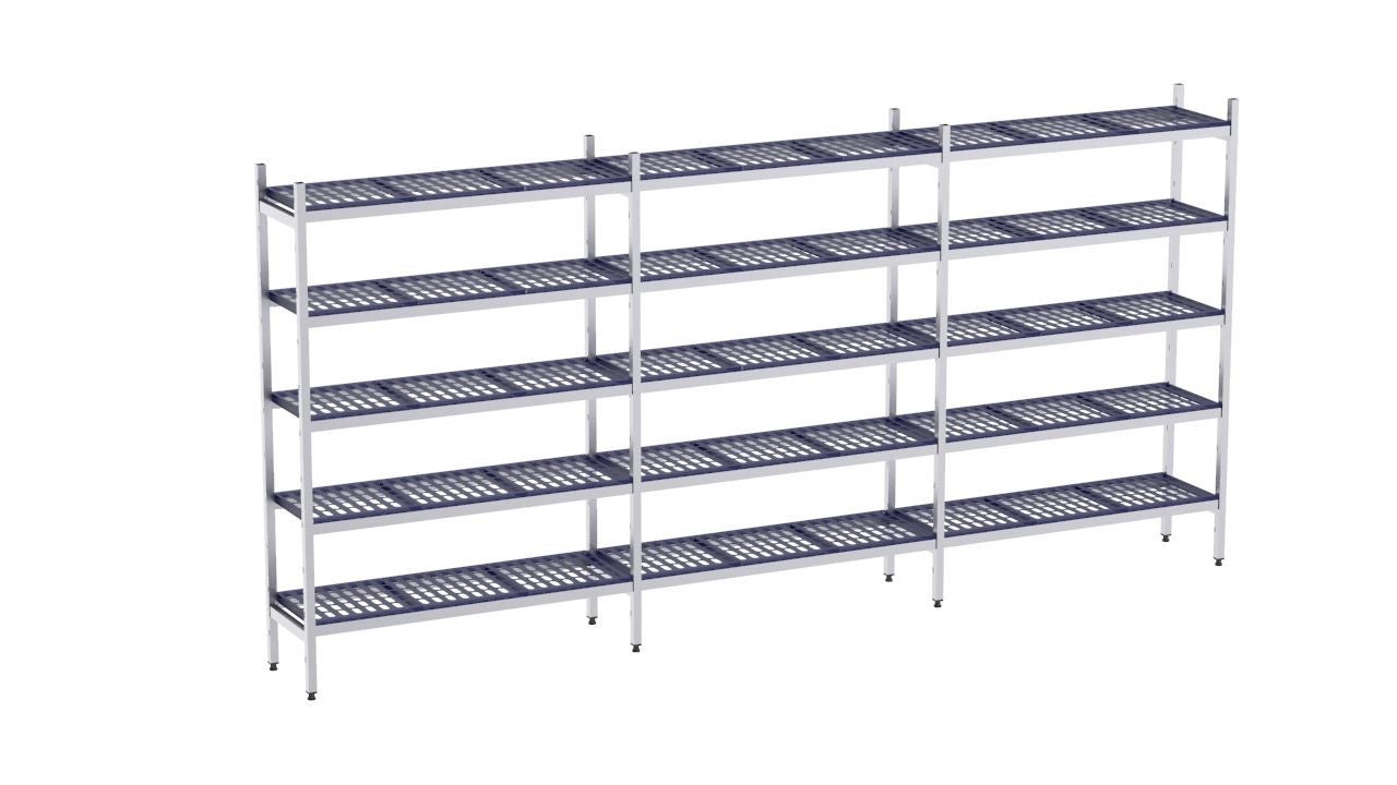 Rayonnage en acier inoxydable linéaires 4720x400 lisse 5 niveaux- DISTFORM - KIT00539