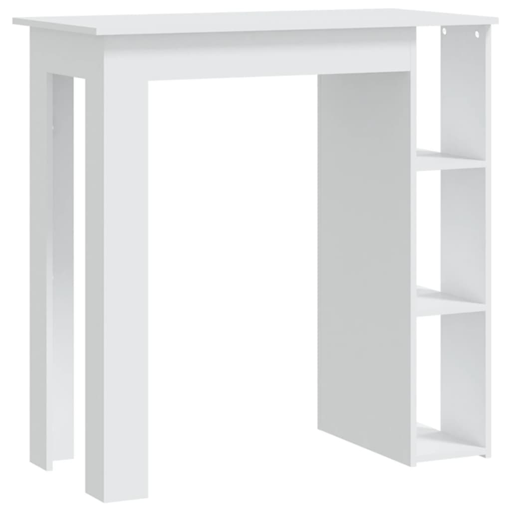 Table de bar avec étagères blanc bois d'ingénierie