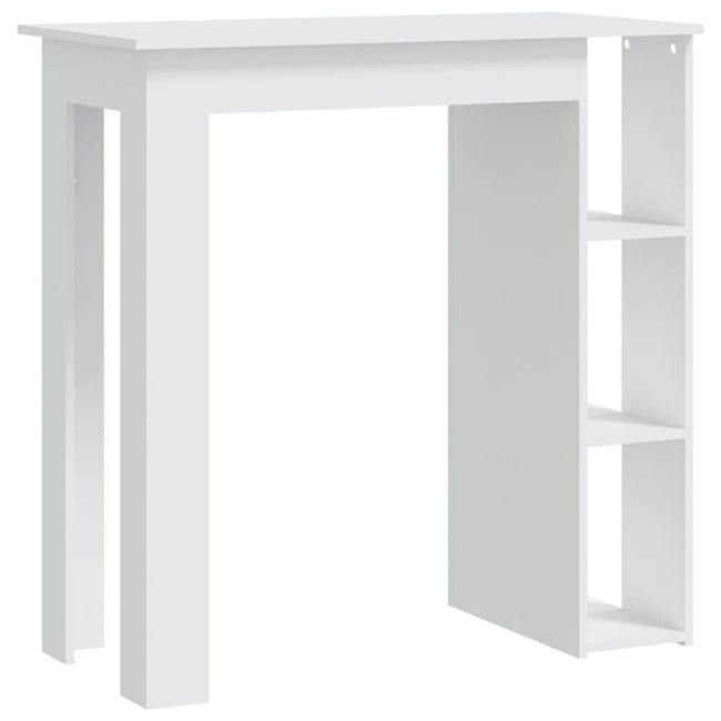 Table de bar avec étagères blanc bois d'ingénierie Table de bar avec étagères blanc bois d'ingénierie