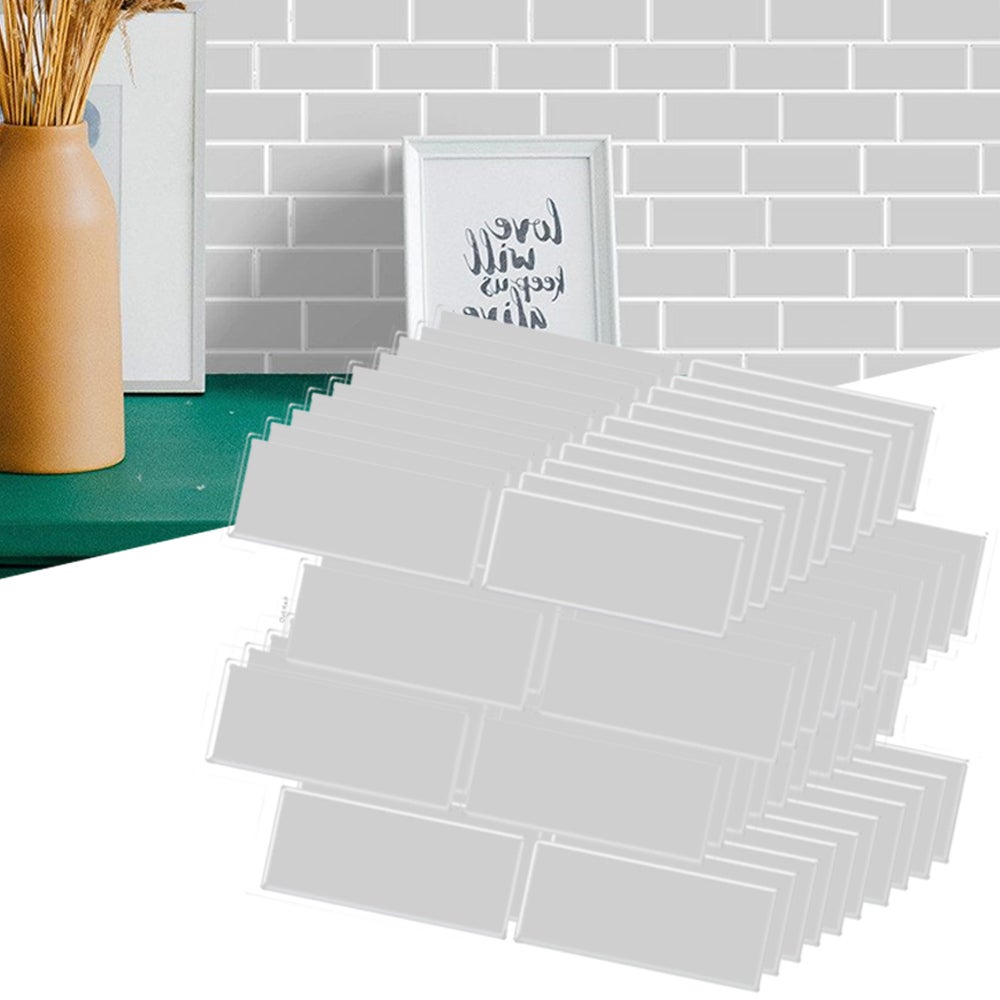 Dossier Adhésif Carrelage Pierre Composite Blanc - 12.4x13in - Lot De 10