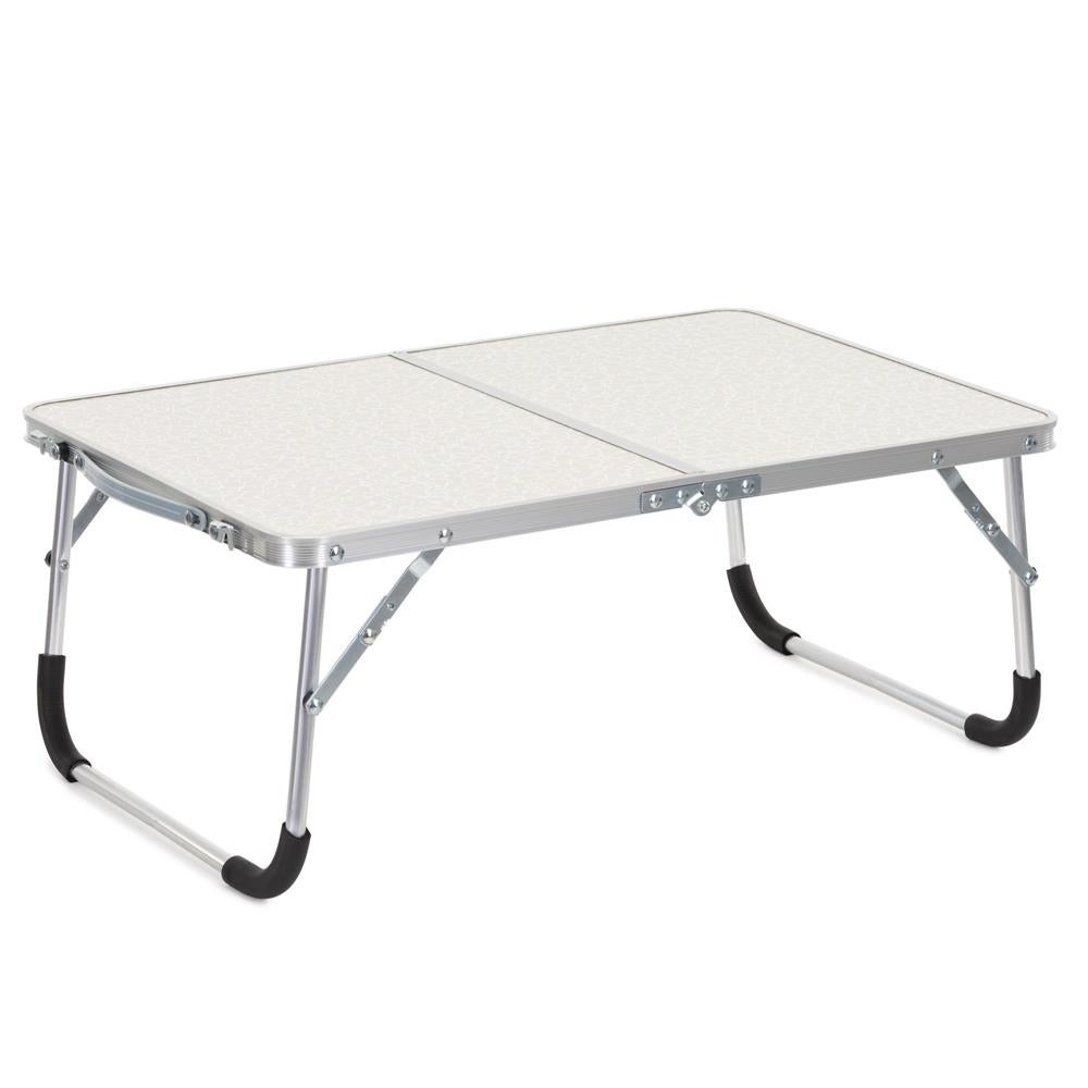 Masa pliabila camping sau picnic joasa cu maner transport, blat MDF si cadru aluminiu, 62x40x25 cm, gri
