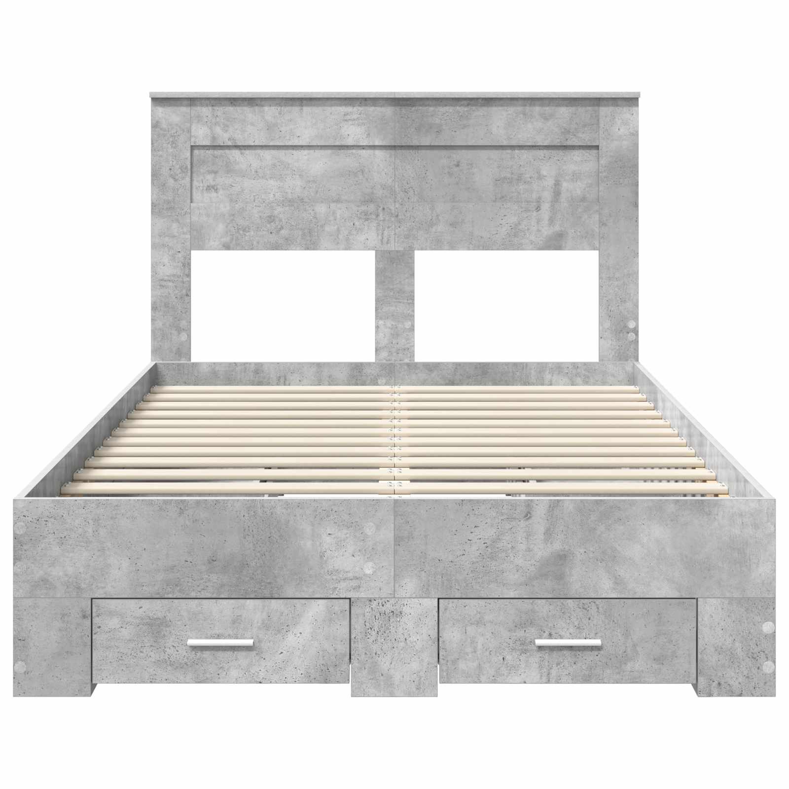 Cadre de lit gris béton 135 x 190 cm panneau de bois - 8