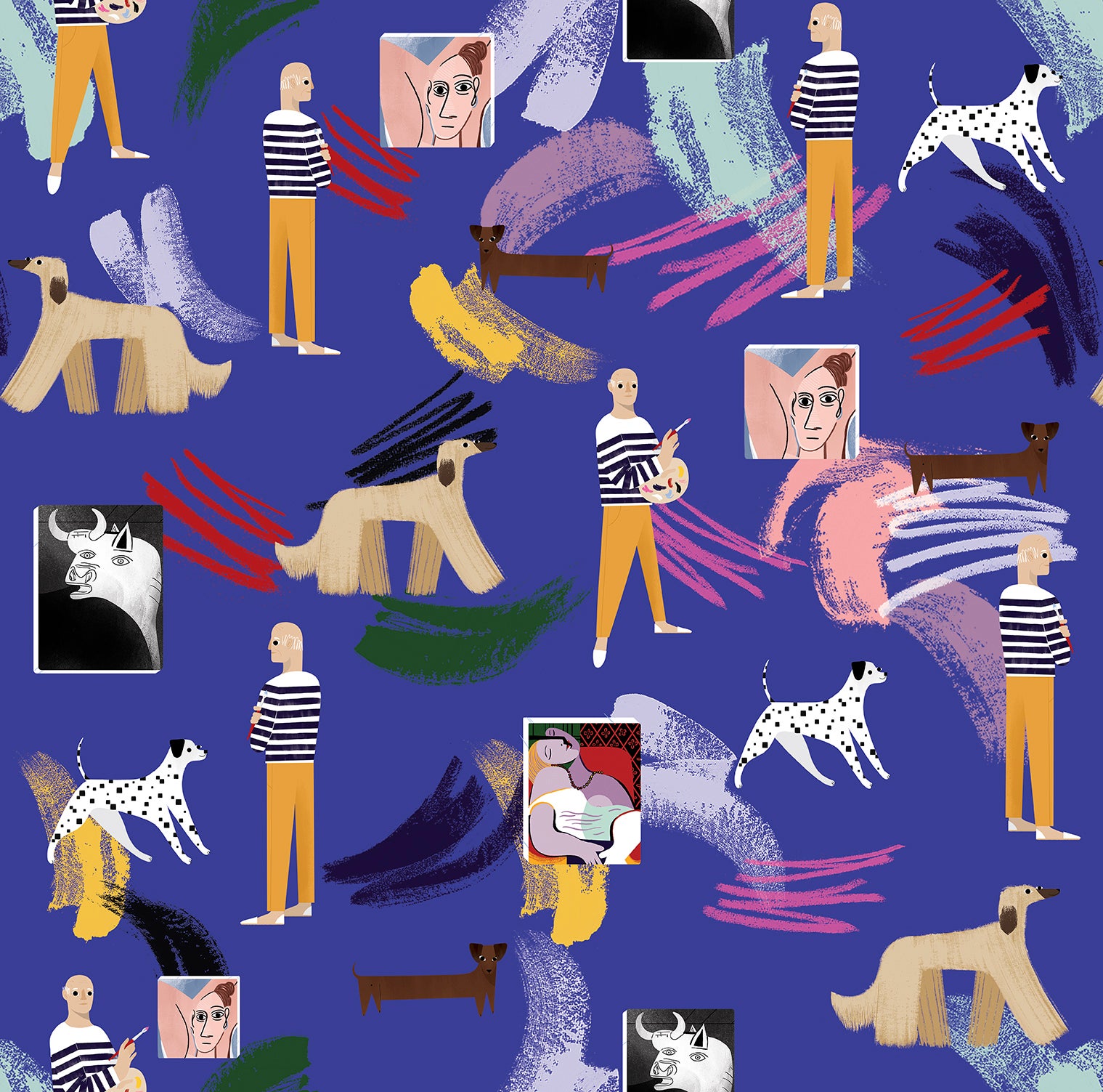 Tapeta surrealistyczny motyw fioletowymIw wielu kolorach - 53 cm x 10 m - WALLS4YOU