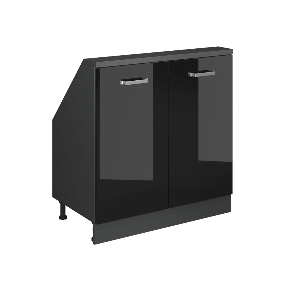 Vicco Szafka kuchenna na dach skośny R-Line, Czarny wysoki połysk, 80 cm z 2 drzwiami