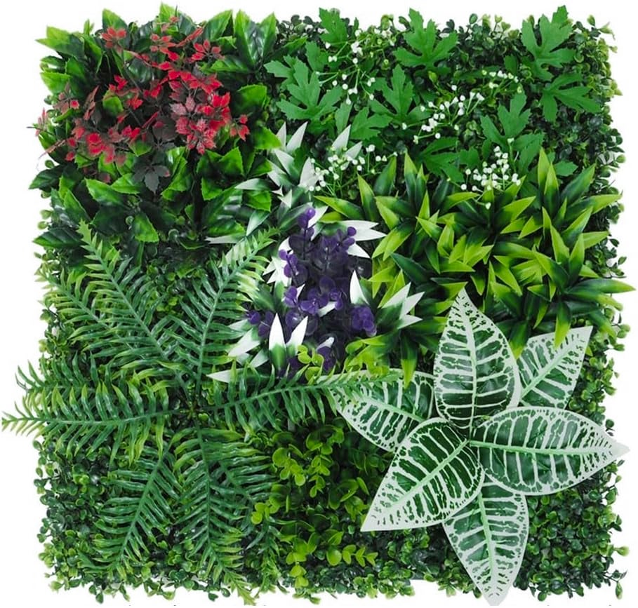 Sztuczny żywopłot 50 cm x 50 cm, ochrona i prywatność w ogrodzie, ściana ze sztucznej trawy, ochrona przed promieniowaniem UV (1 szt.)