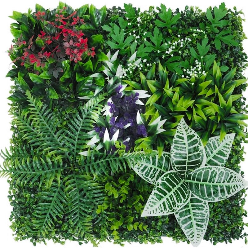 Sztuczny żywopłot 50 cm x 50 cm, ochrona i prywatność w ogrodzie, ściana ze sztucznej trawy, ochrona przed promieniowaniem UV (1 szt.)