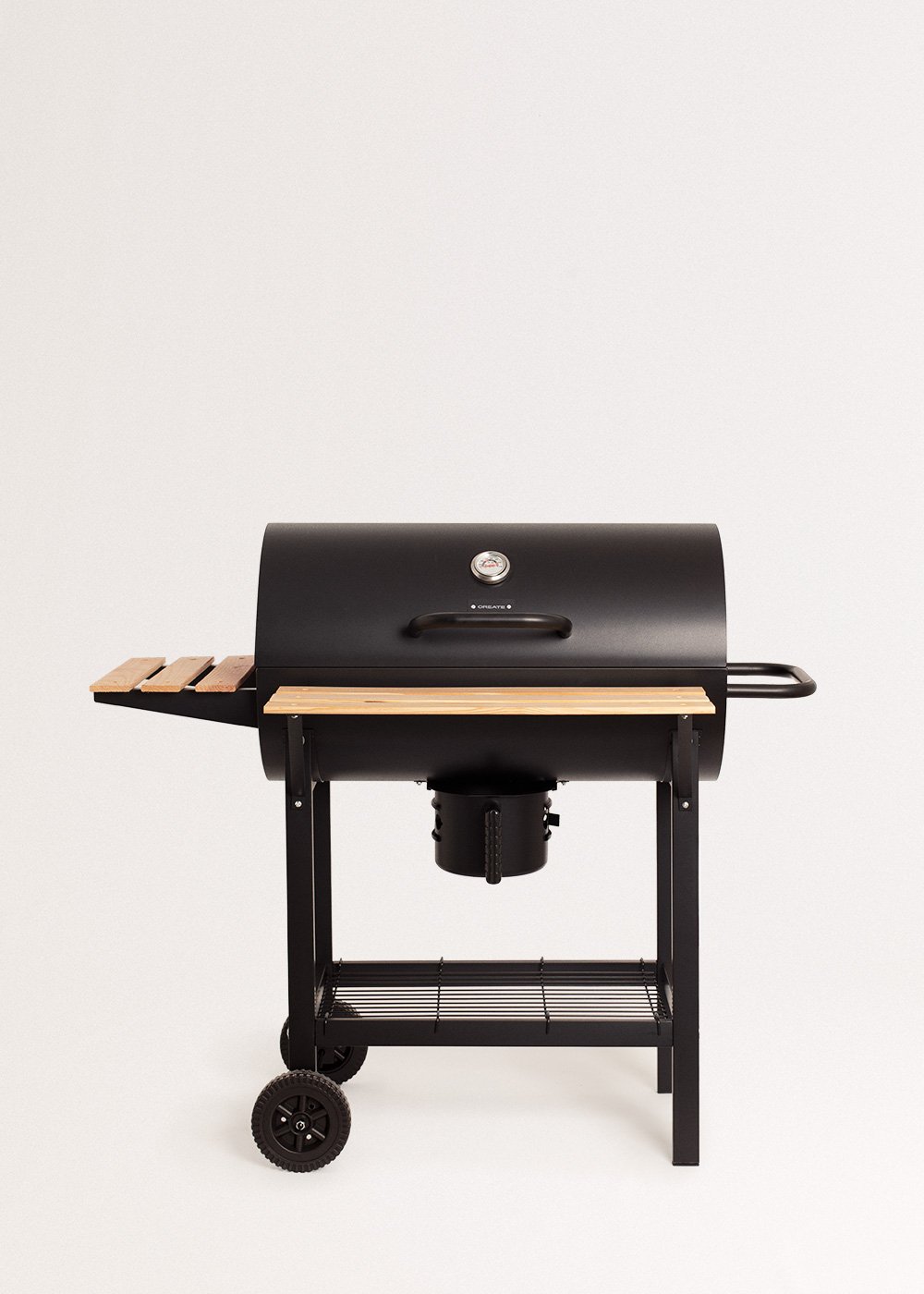 CREATE - BBQ SMOKEY EASY - Barbecue fumoir au charbon, sur roulettes - Noir - 4