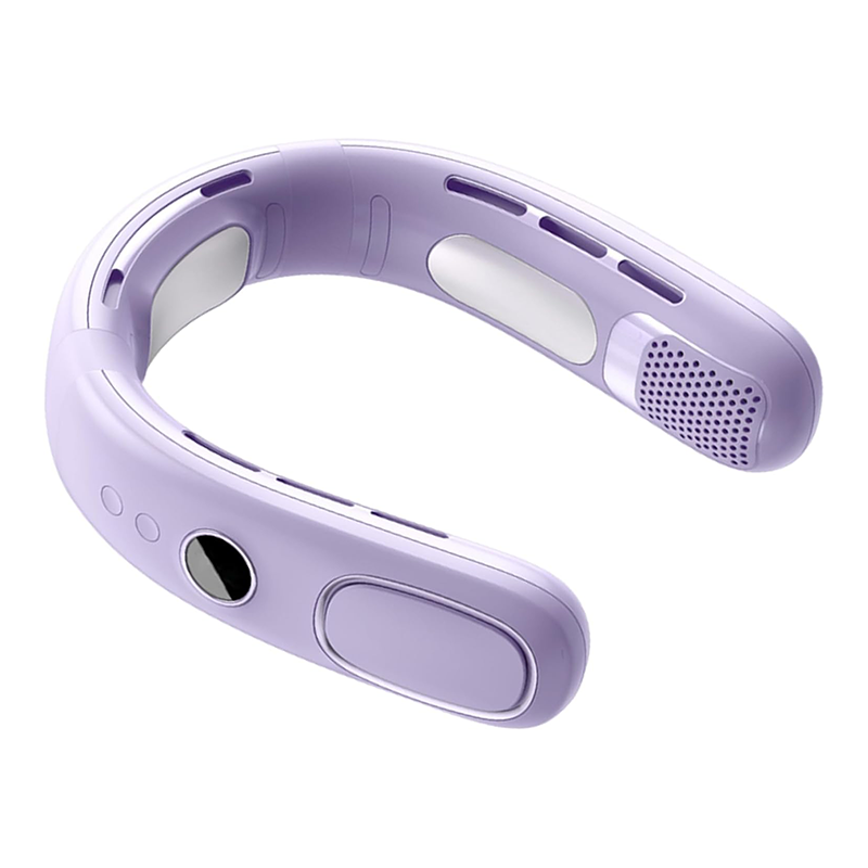 Przenośny, bezłopatkowy wentylator na szyję do zawieszenia – miniaturowy wentylator klimatyzacyjny z możliwością ładowania przez USB, fioletowy