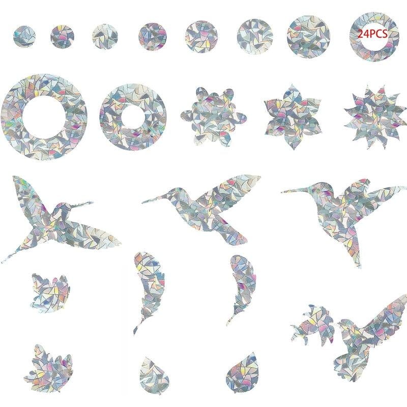 Autocollants pour fenêtres de protection contre les chocs d'oiseaux - Seize grands beaux autocollants en verre pour oiseaux, recto-verso et autocollants pour la protection contre les collisions Autocollants pour fenêtres de protection contre les chocs d'oiseaux - Seize grands beaux autocollants en verre pour oiseaux, recto-verso et autocollants pour la protection contre les collisions