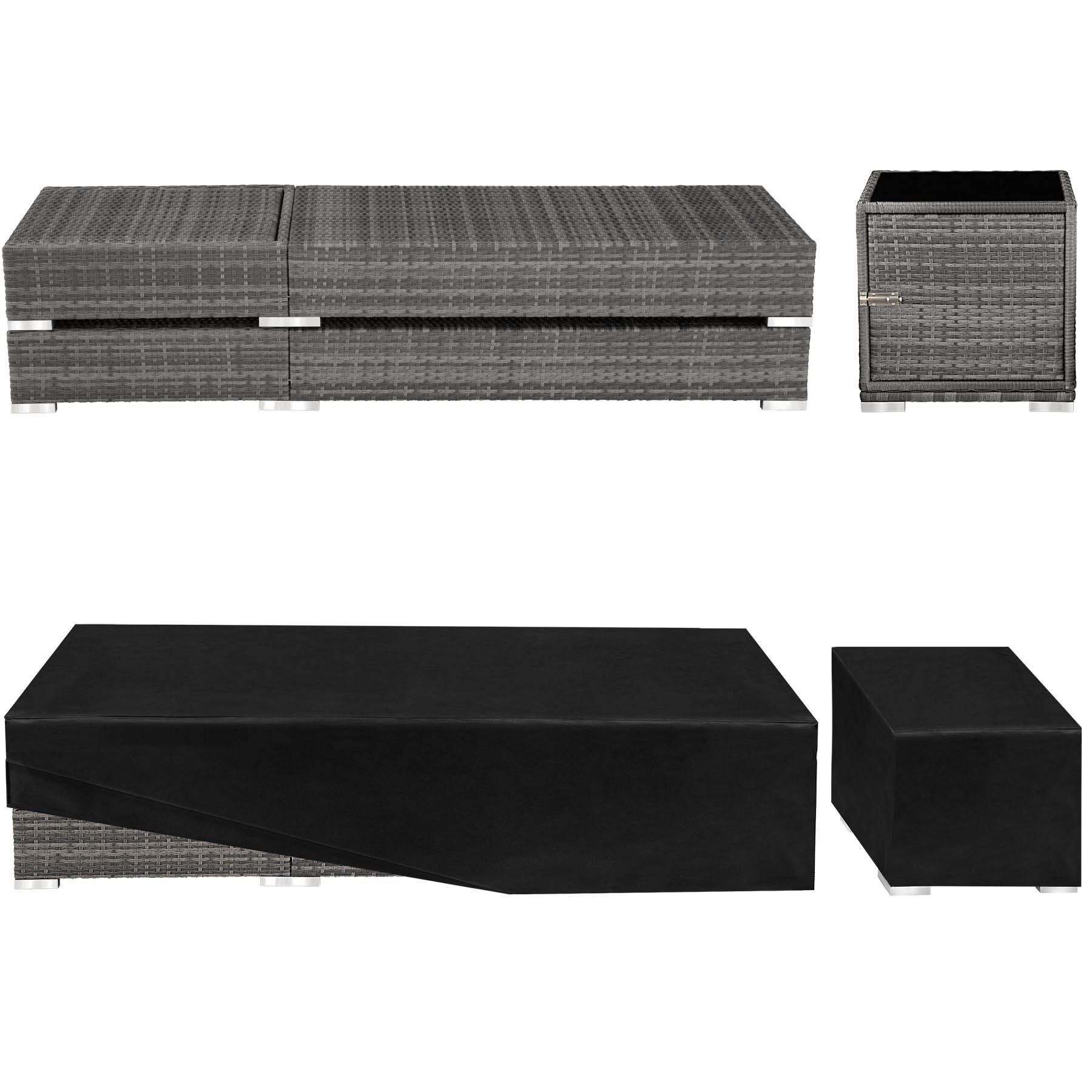 Lot de 2 bains de soleil en résine tressée et aluminium avec housse de protection TECTAKE - 8