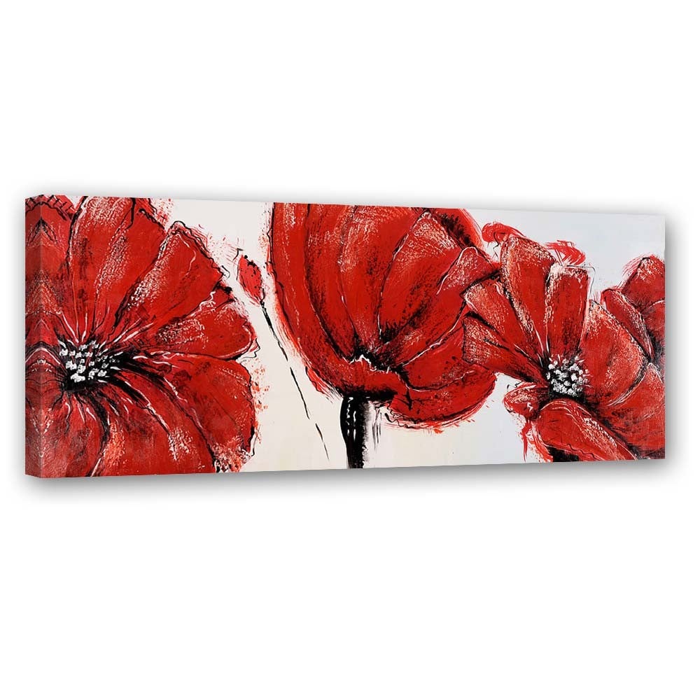 Obraz na płótnie, 3 czerwone maki 150x50