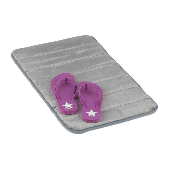 Tappeto Da Bagno In Cotone 50x80 Cm - Antiscivolo, Lavabile, Grigio - Foto 3