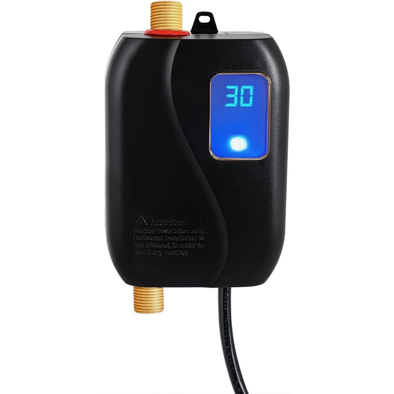 Elektryczny podgrzewacz wody - Mały podgrzewacz przepływowy 220V 3500W do kuchni, łazienki i kampera, czarny.