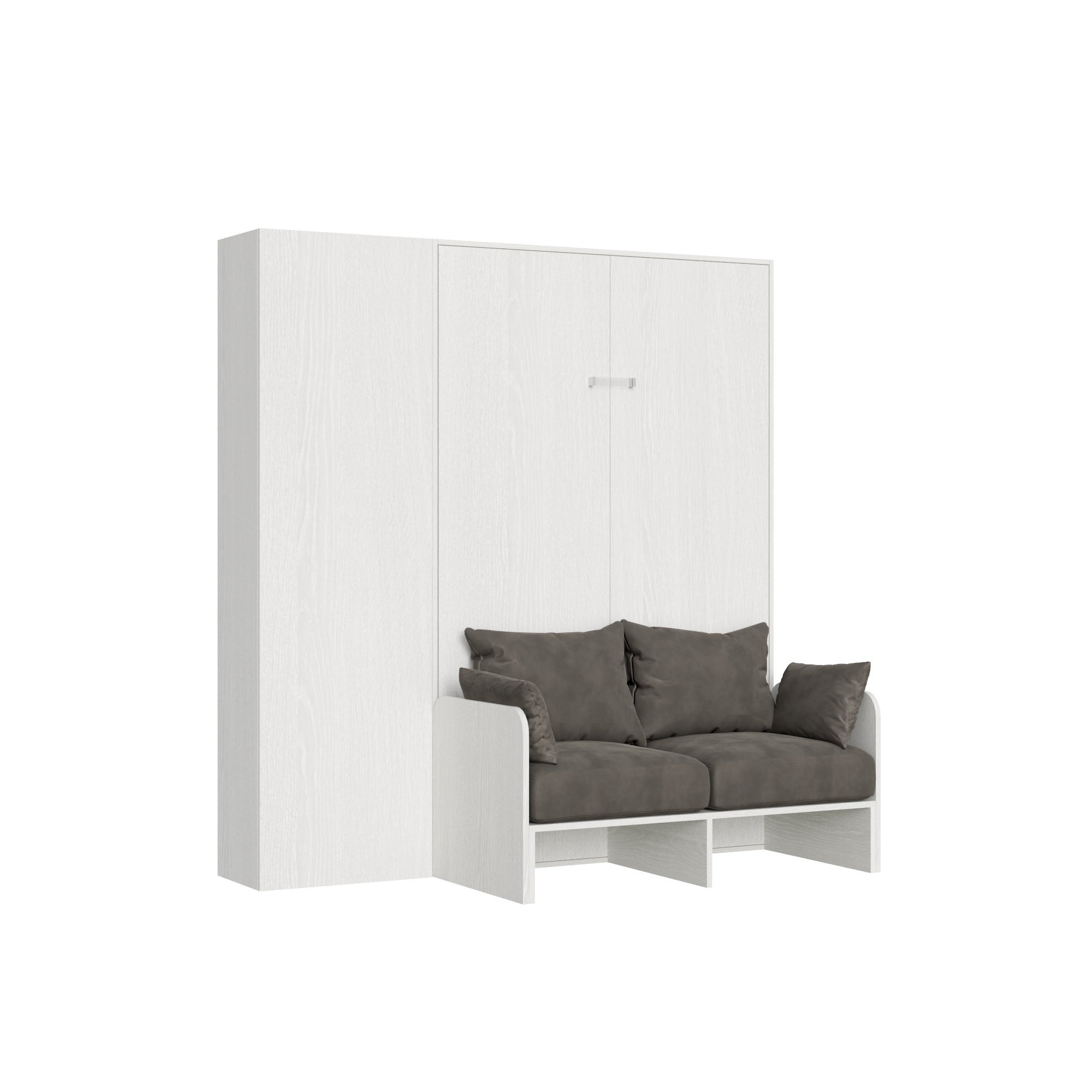 Sofa rozkładana Kentaro White Ash 140 cm z kolumną po lewej i prawej stronie