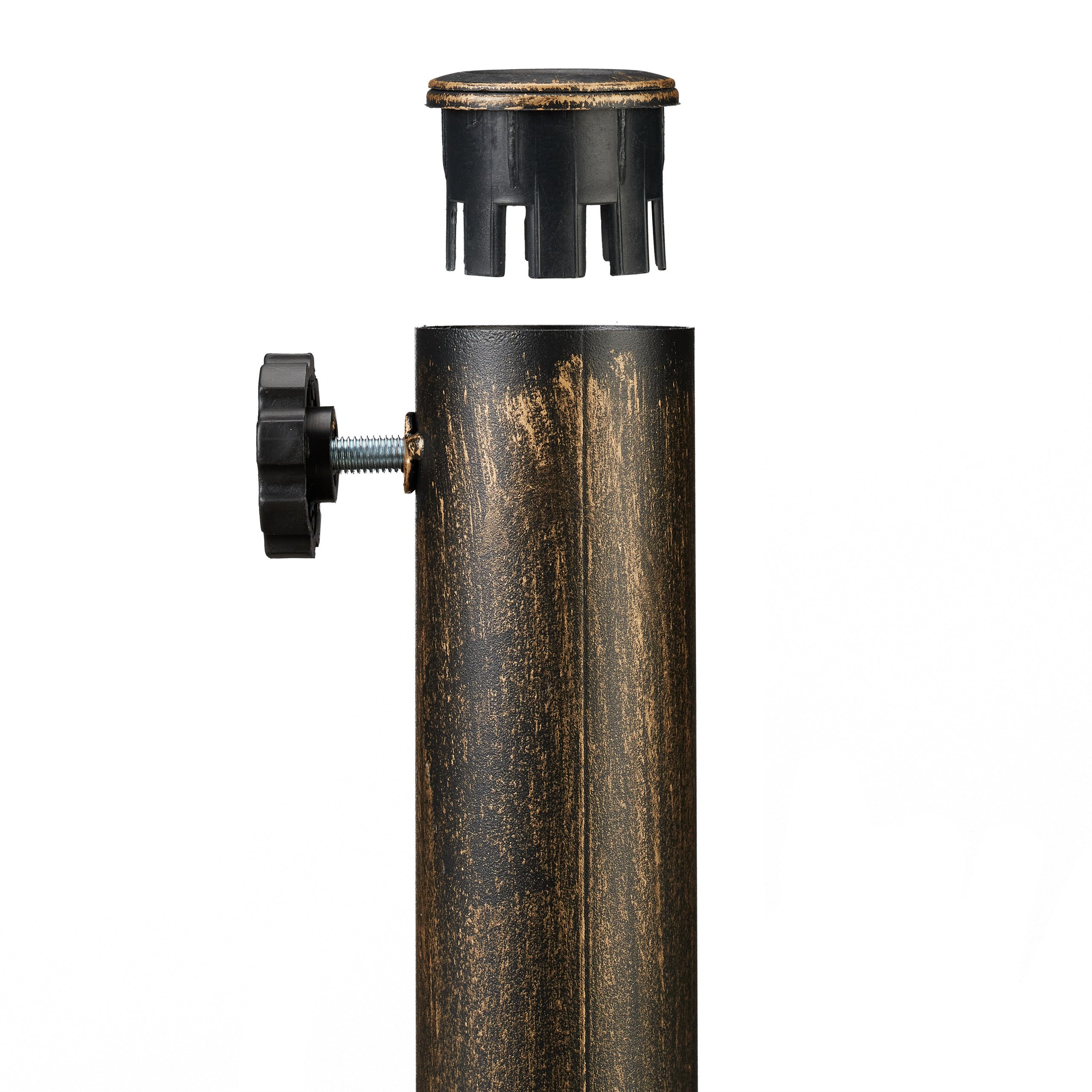 Support à parasol, pour des barres de 38-50 mm résistant aux intempéries, Ø49,5cm, jardin, aspect fonte, brun, Relaxdays - 6
