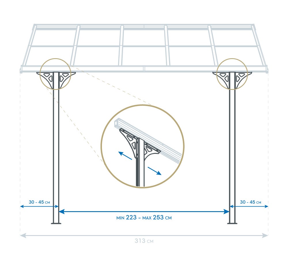 Westmann Abri de terrasse en aluminium Bruce | Noir | 300x556x270 cm - 7