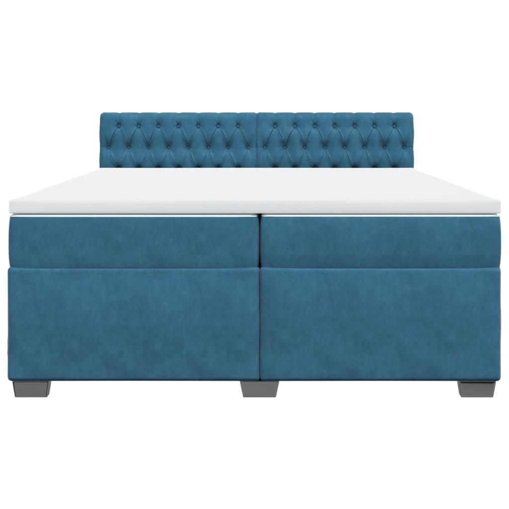 Maison Exclusive - Sommier à lattes de lit et matelas Bleu 200x200 cm velours - 6